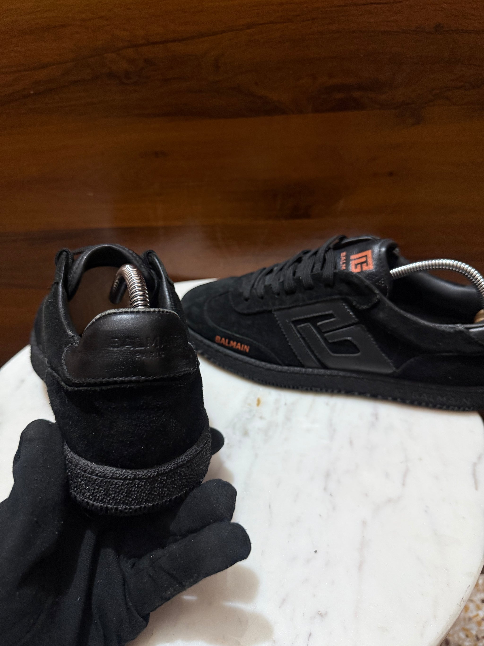 Balmain B-Court Suede & Leather Low-Top Sneakers