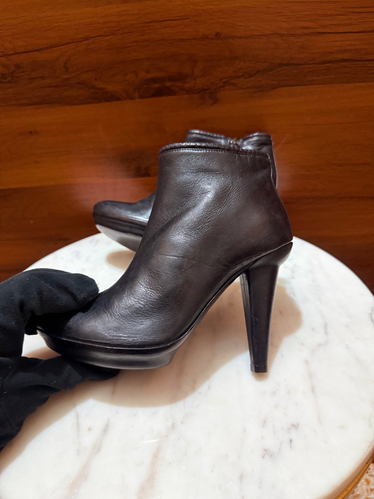 Bottega Veneta Intrecciato Trim Platform Heeled Ankle Boots