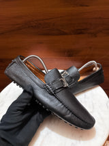 Louis Vuitton LV Initial Buckle Textured Leather Driver Loafers