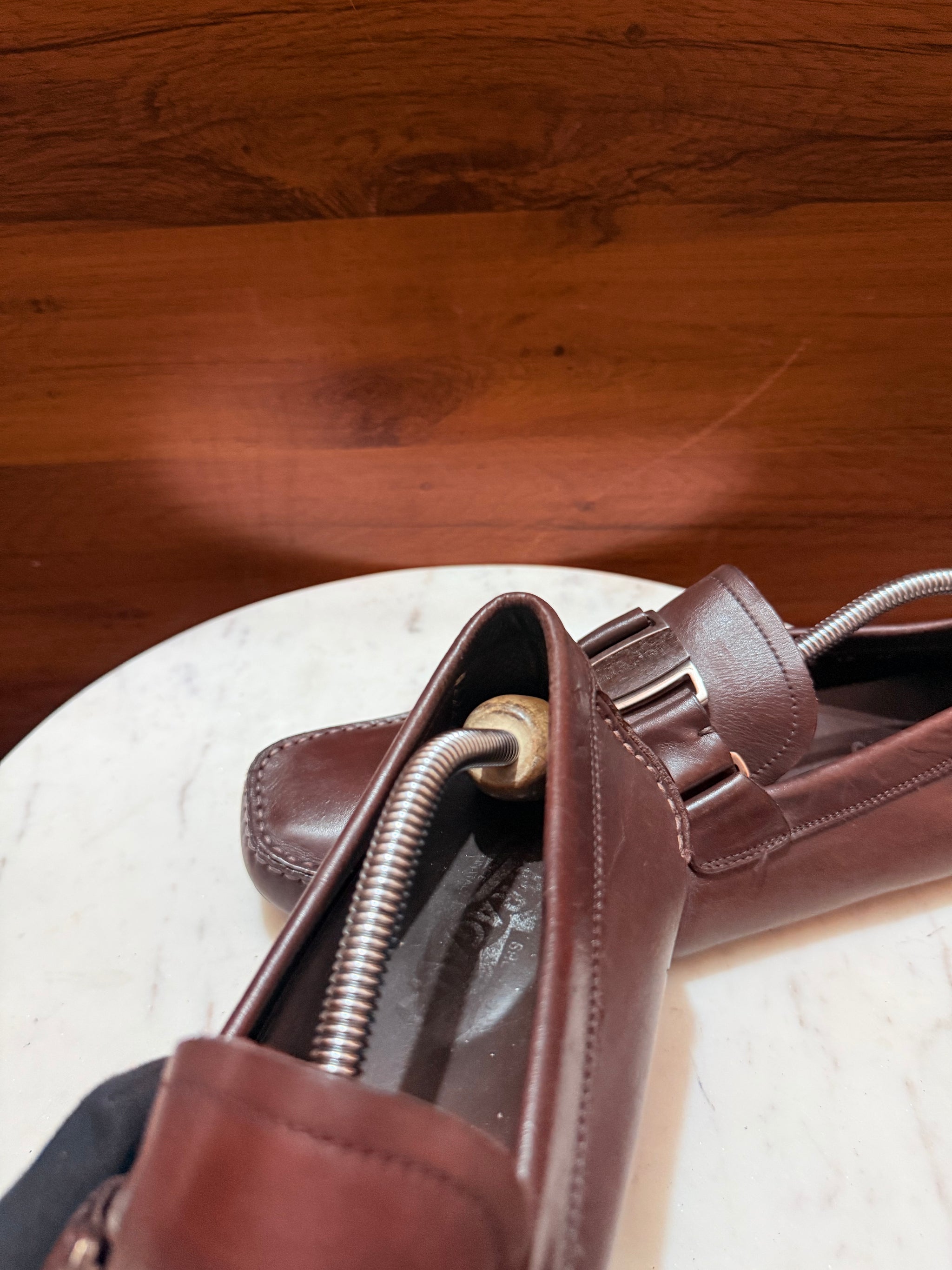 Salvatore Ferragamo Metal Bit Leather Driver Loafers