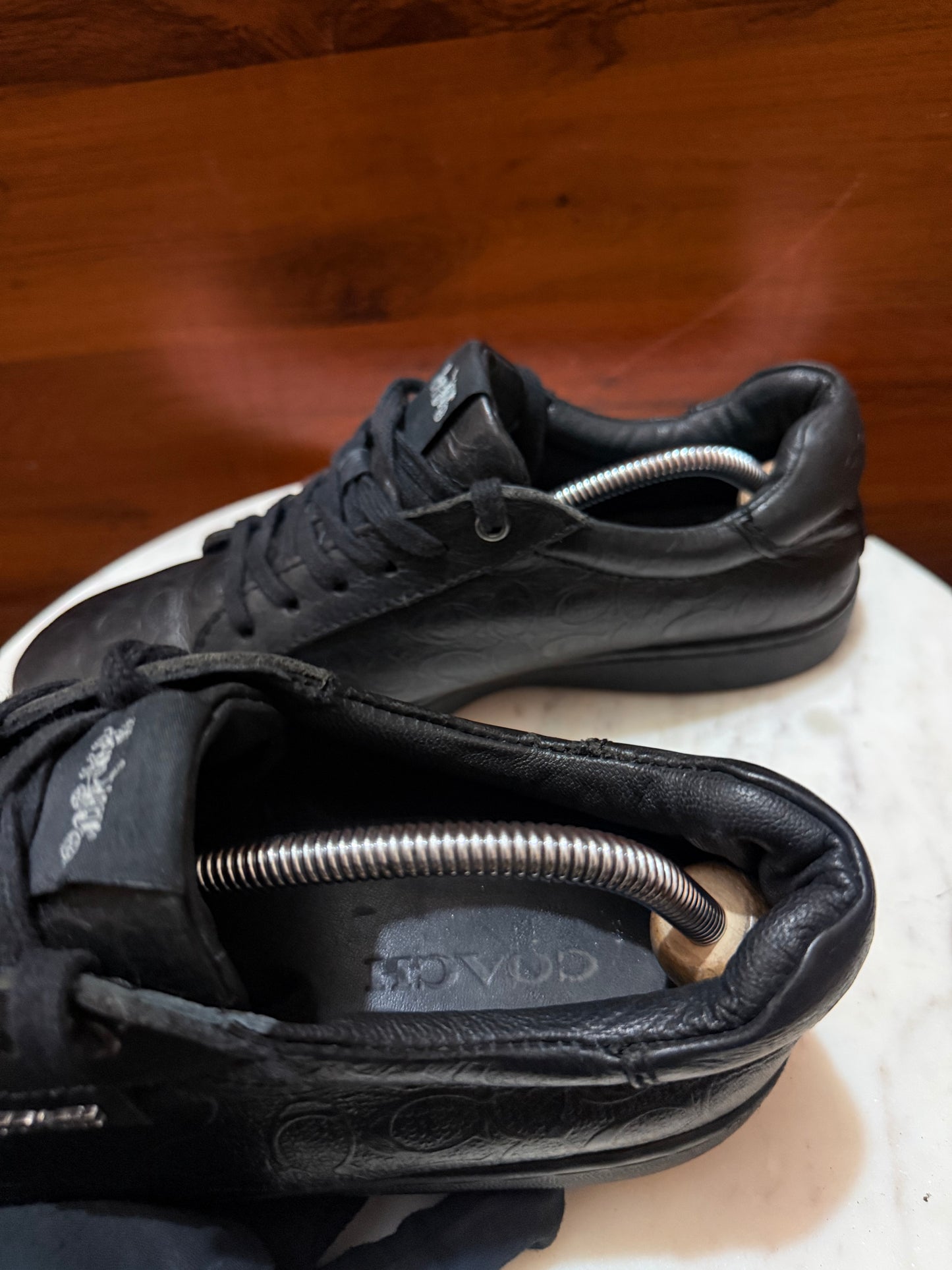 Coach Signature Monogram Embossed Leather Low-Top Sneakers