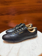 Prada Gold Hardware Leather Low-Top Sneakers