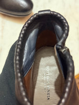 Bottega Veneta Intrecciato Trim Platform Heeled Ankle Boots