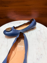 Tory Burch Minnie Travel Logo Medallion Leather Ballet Flats