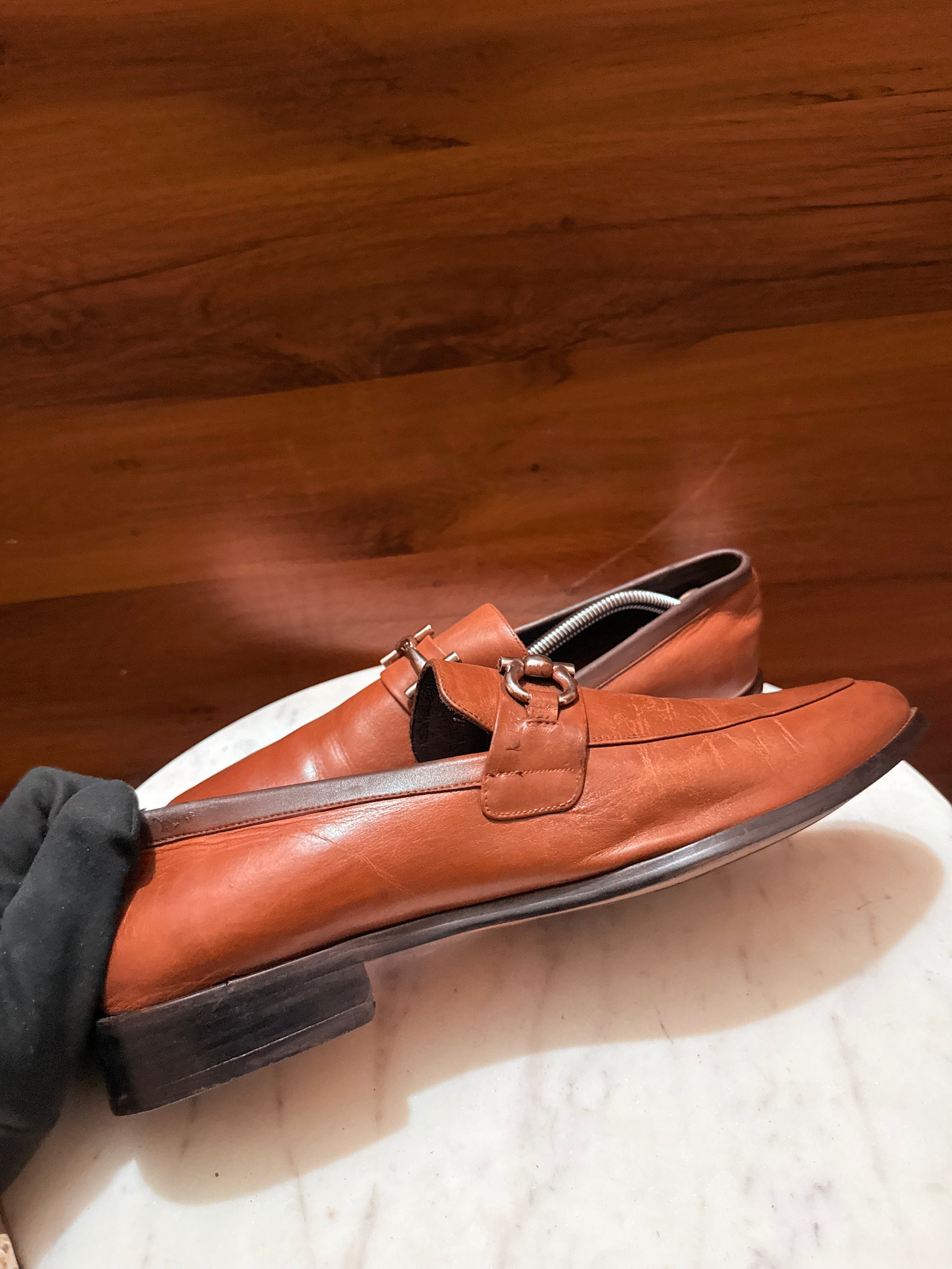 Salvatore Ferragamo Gancini Bit Leather Loafers