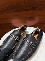 Tod's Double T Metal Bit Grainy Leather Gommino Driver Loafers