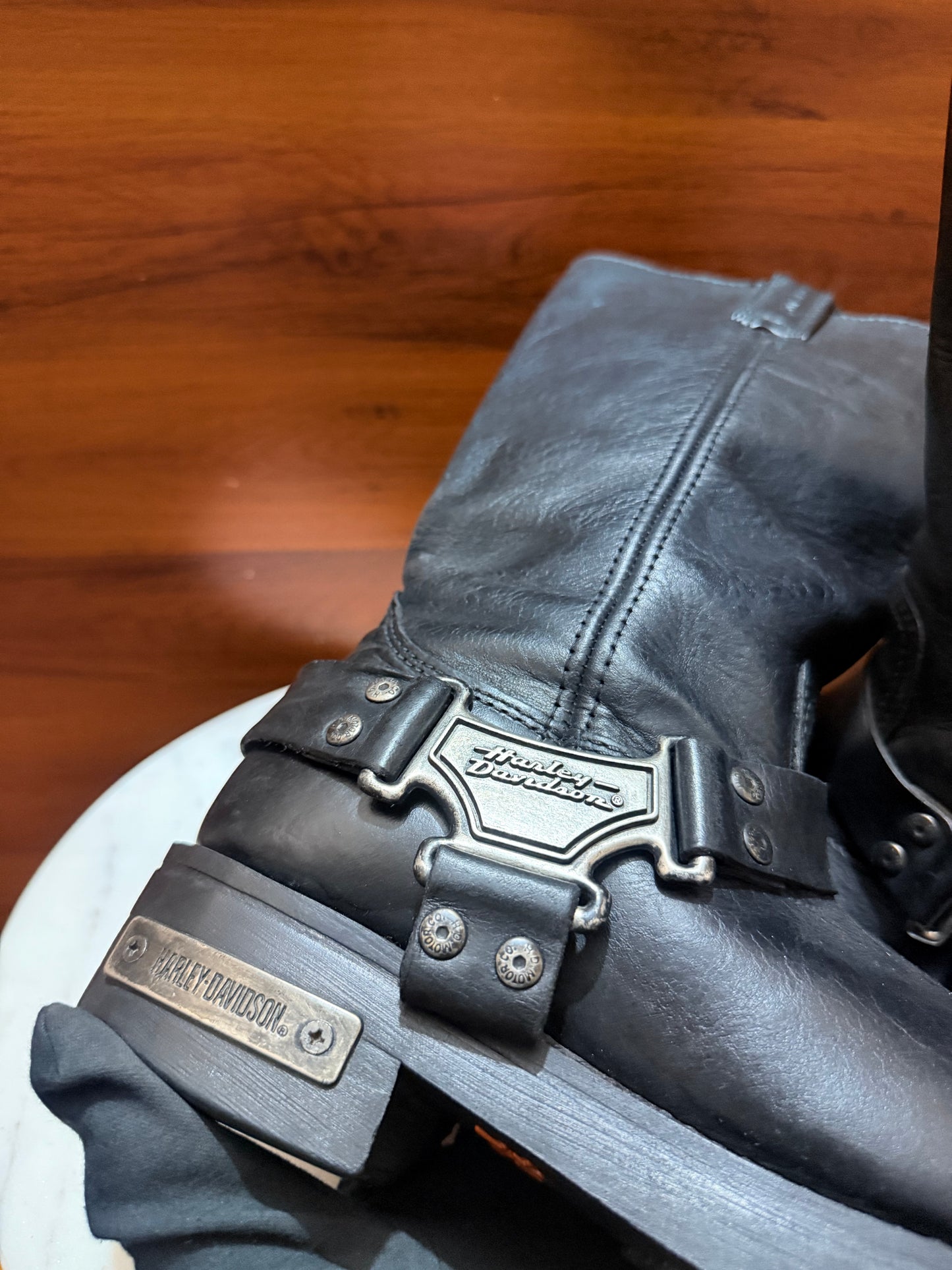 Harley-Davidson Harness Metal Plate Leather Biker Boots