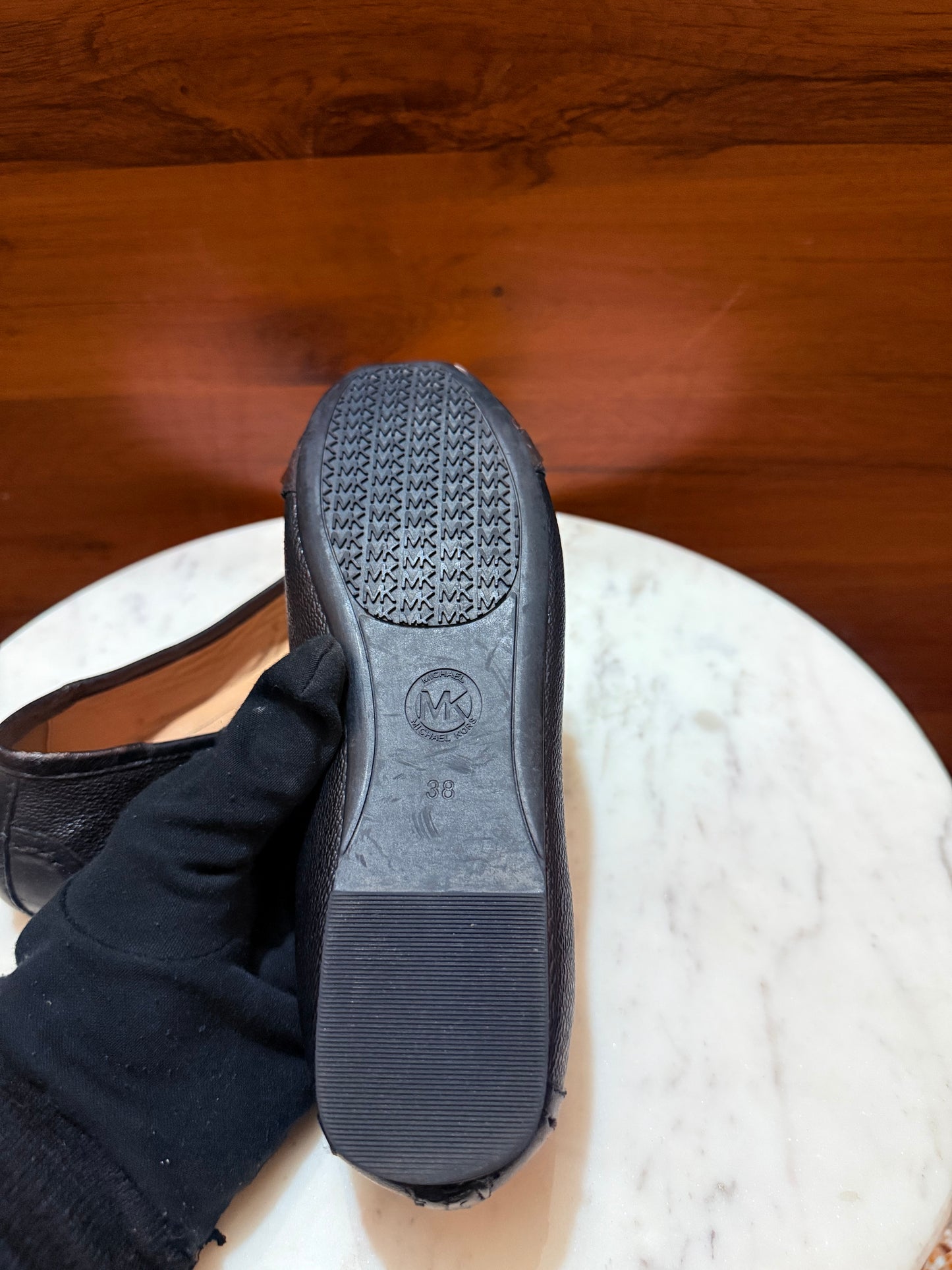 Michael Kors Fulton Studded Logo Medallion Leather Ballet Flats