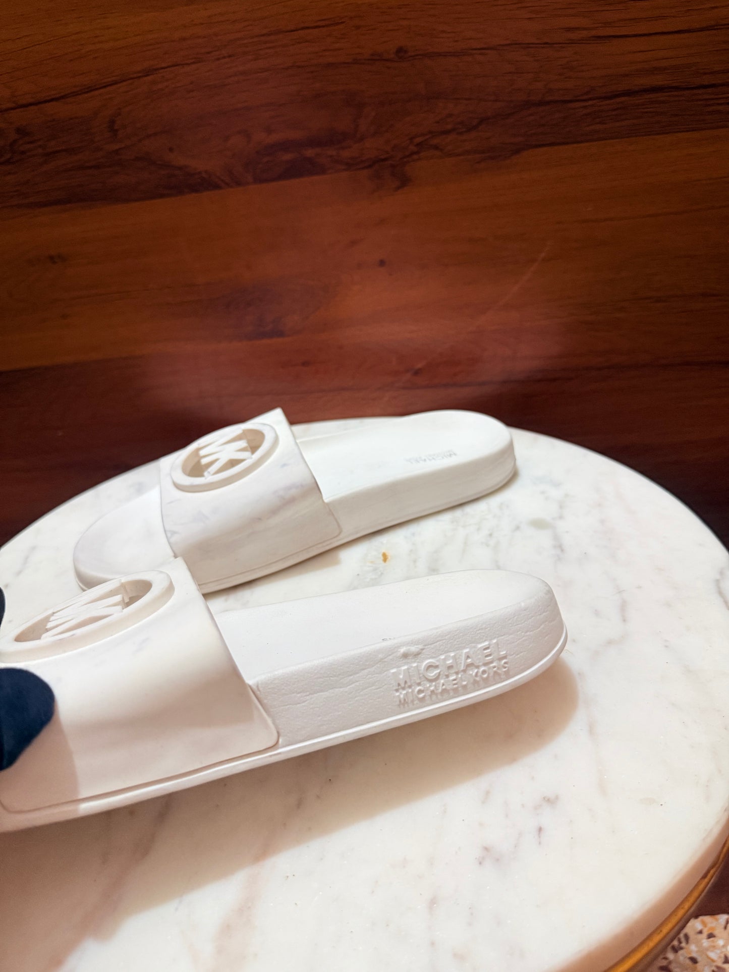 Michael Kors Raised Logo Rubber Slide Sandals