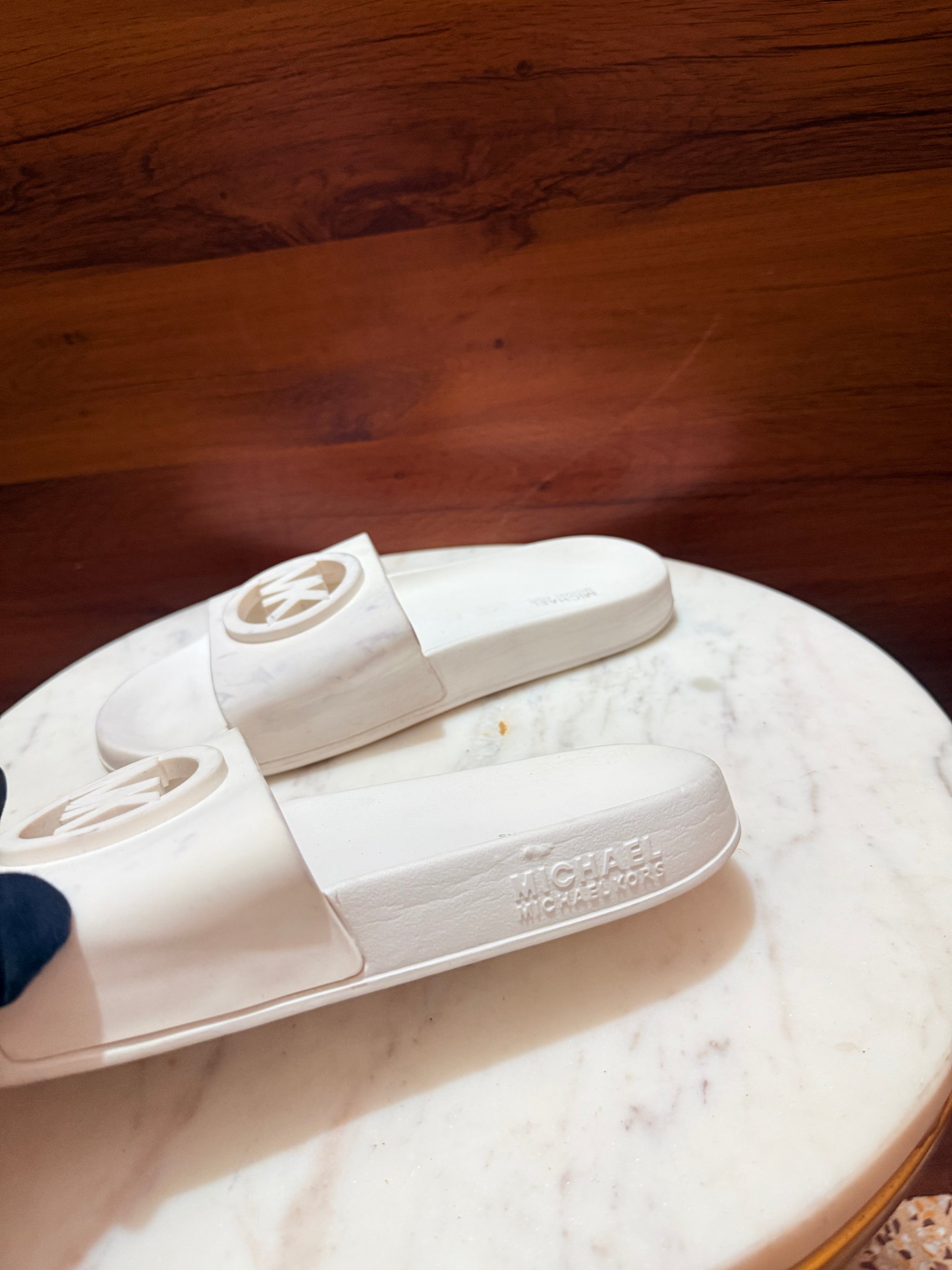 Michael Kors Raised Logo Rubber Slide Sandals