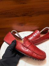 Gucci Guccissima Embossed Leather Penny Driver Loafers