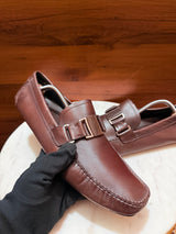 Salvatore Ferragamo Metal Bit Leather Driver Loafers