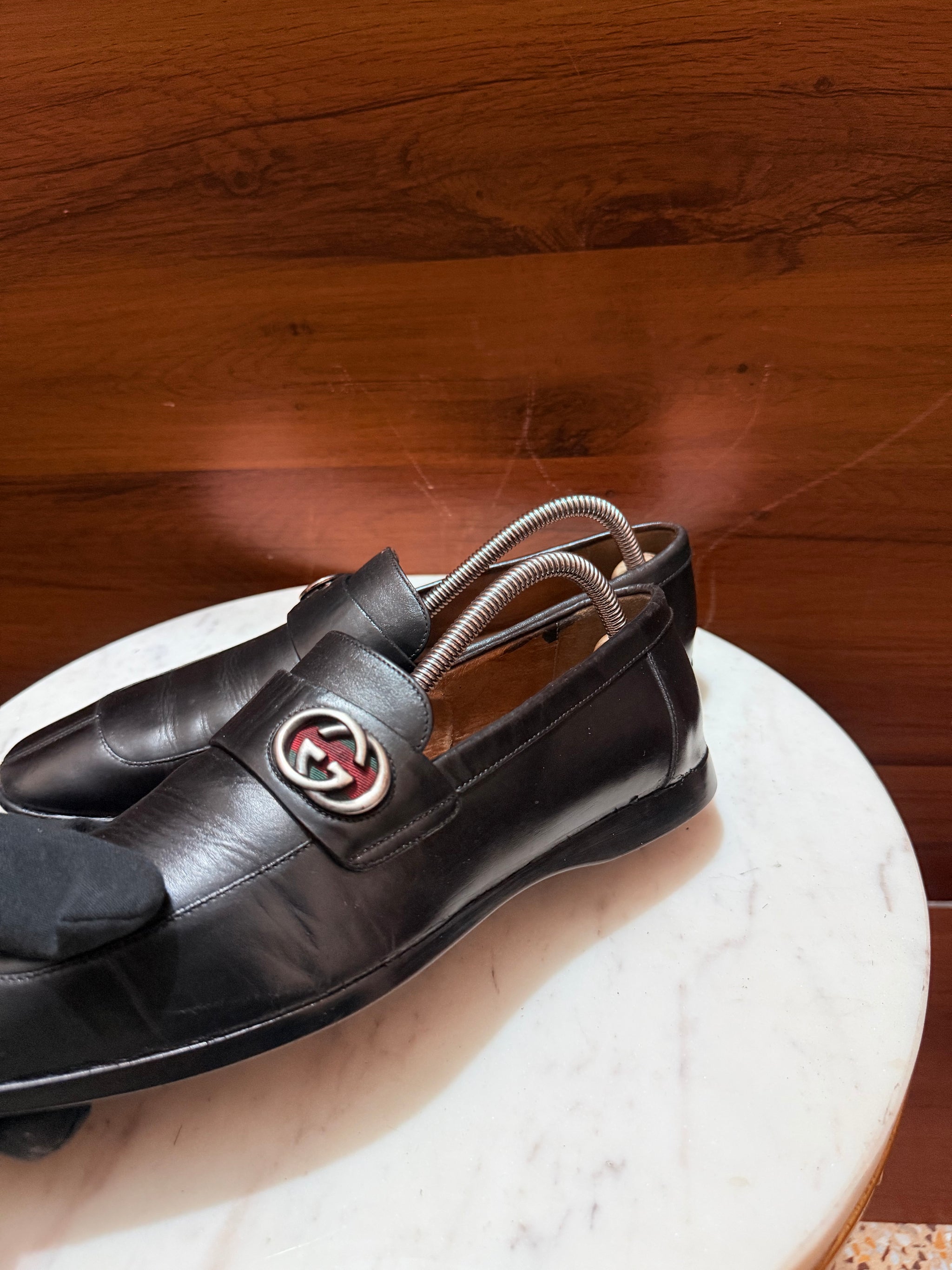 Gucci Interlocking G Logo Leather Loafers
