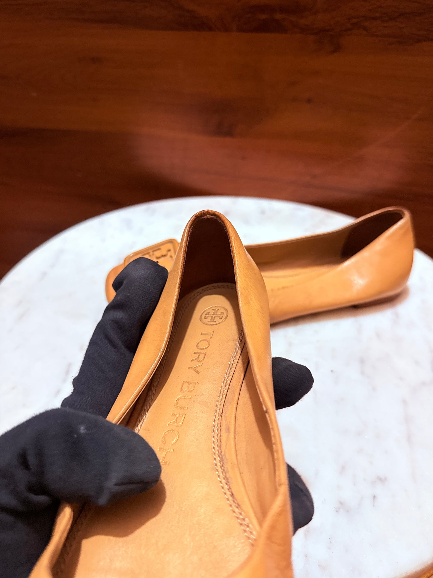 Tory Burch Georgia T-Logo Leather Ballet Flats