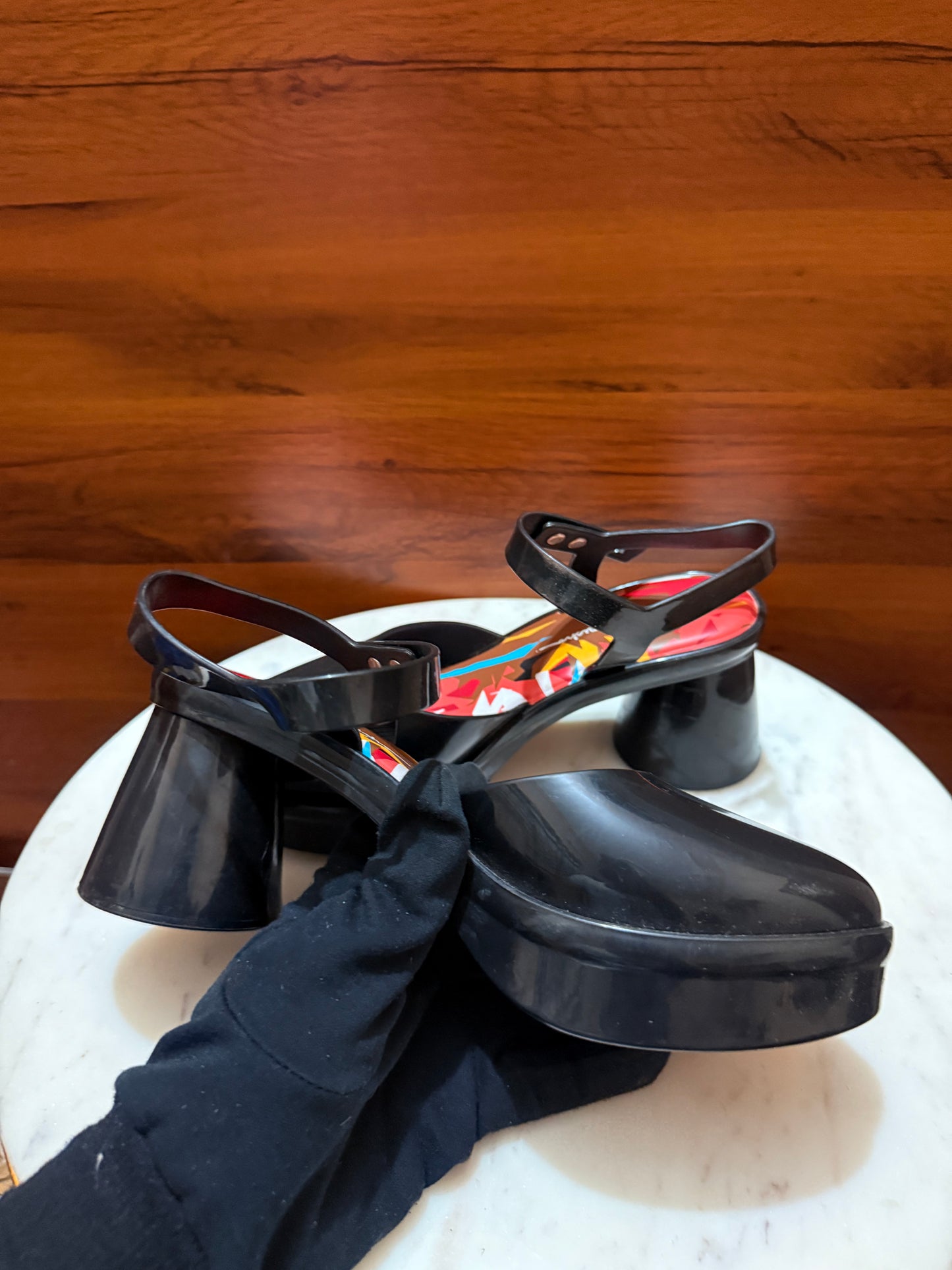 Melissa x Fioresha Melflex Ankle Strap Platform Block Heel Sandals