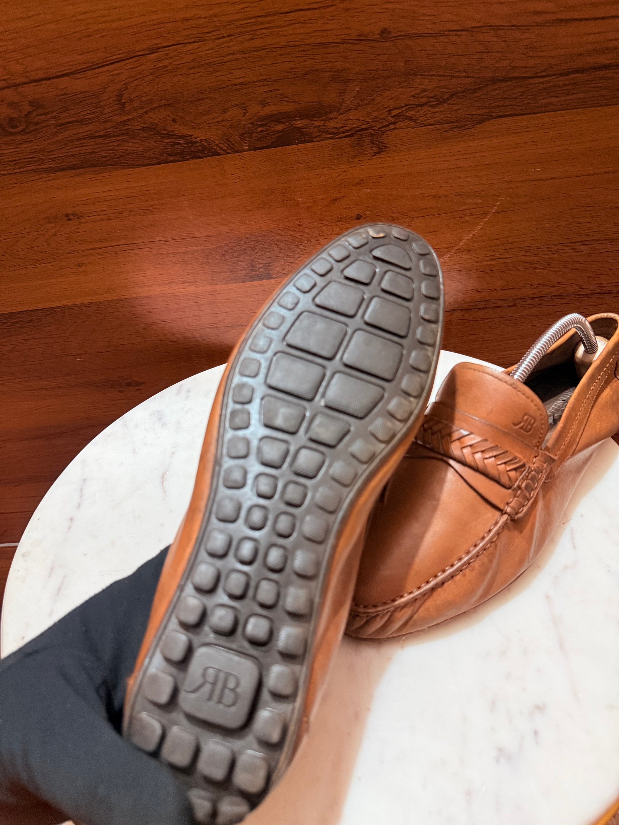 Rosso Brunello Woven Leather Penny Loafers
