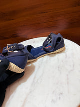 Prada Linea Rossa Ankle Strap Canvas Sandals