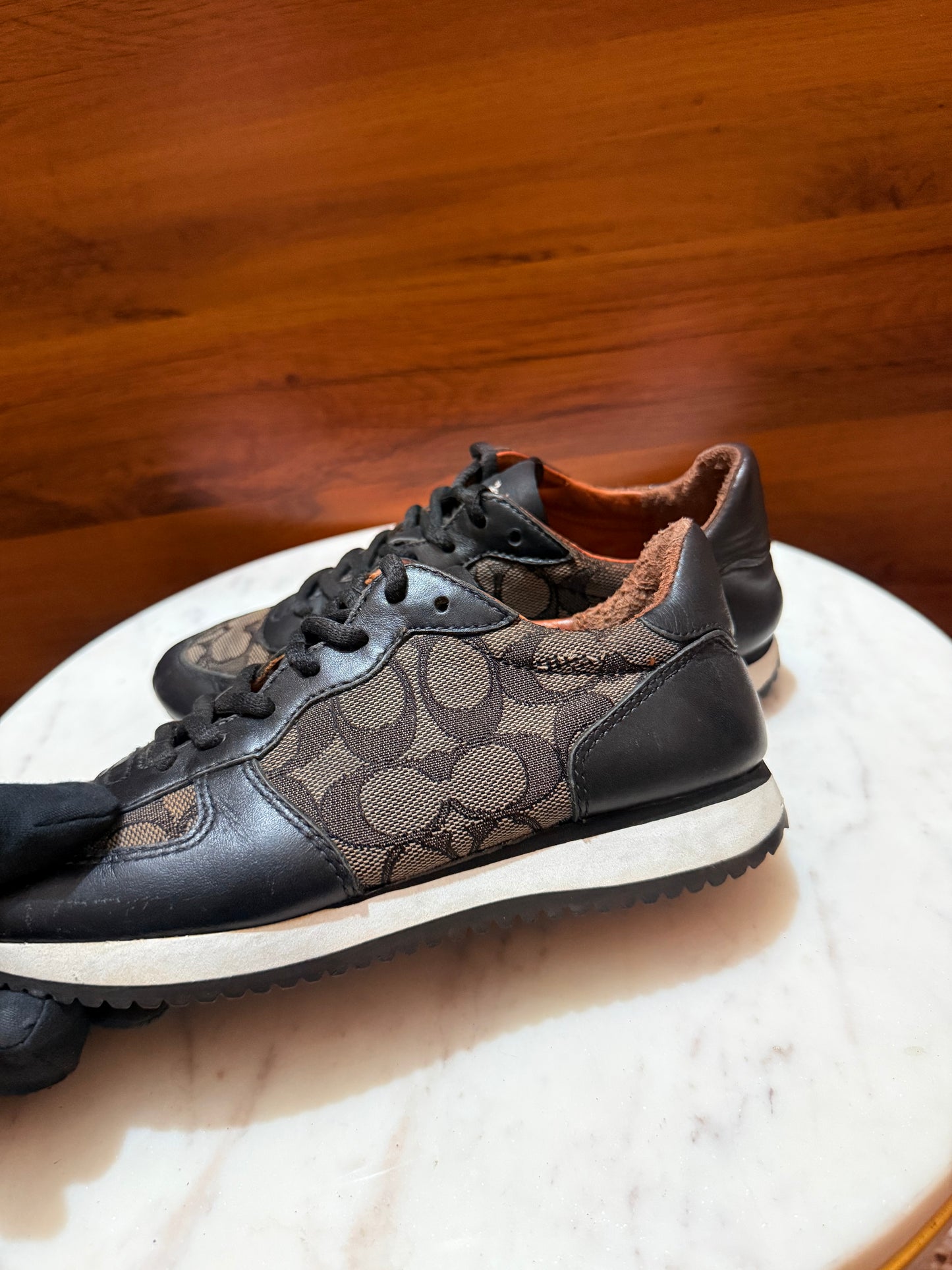 Coach Signature Monogram Canvas Low-Top Sneakers