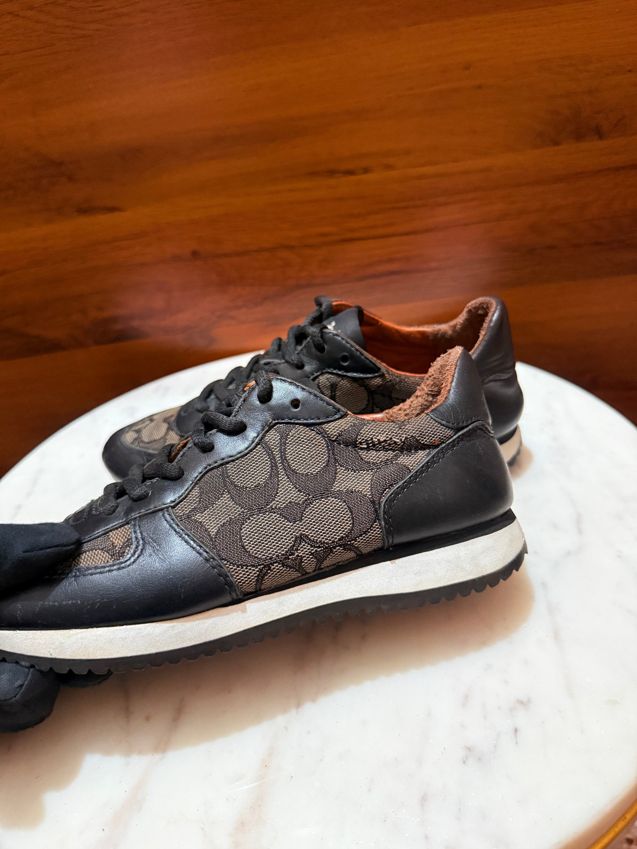 Coach Signature Monogram Canvas Low-Top Sneakers