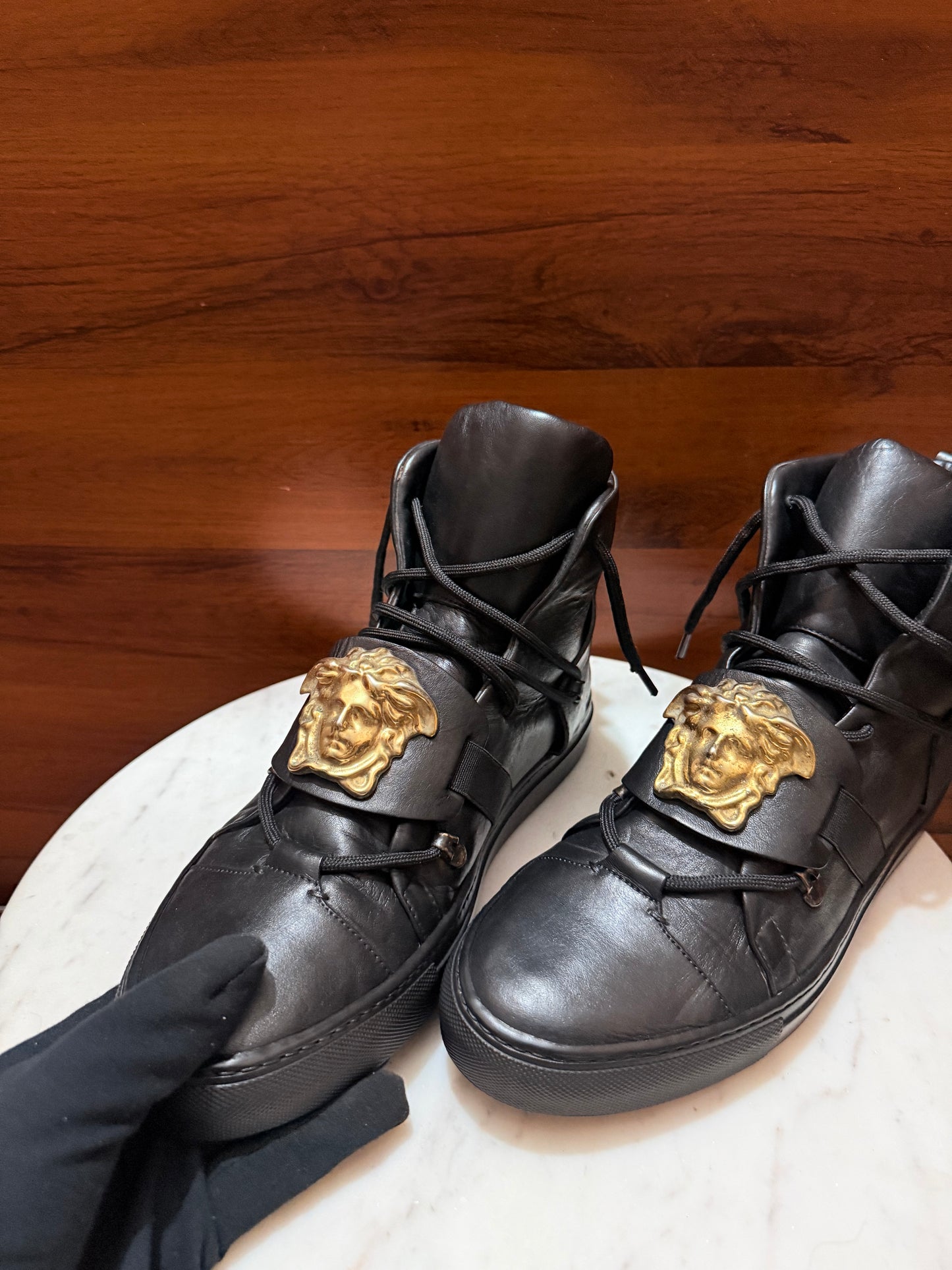 Versace Medusa Head High-Top Leather Sneakers