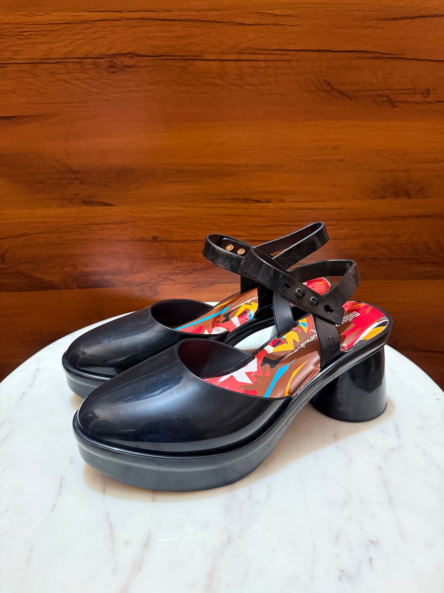 Melissa x Fioresha Melflex Ankle Strap Platform Block Heel Sandals