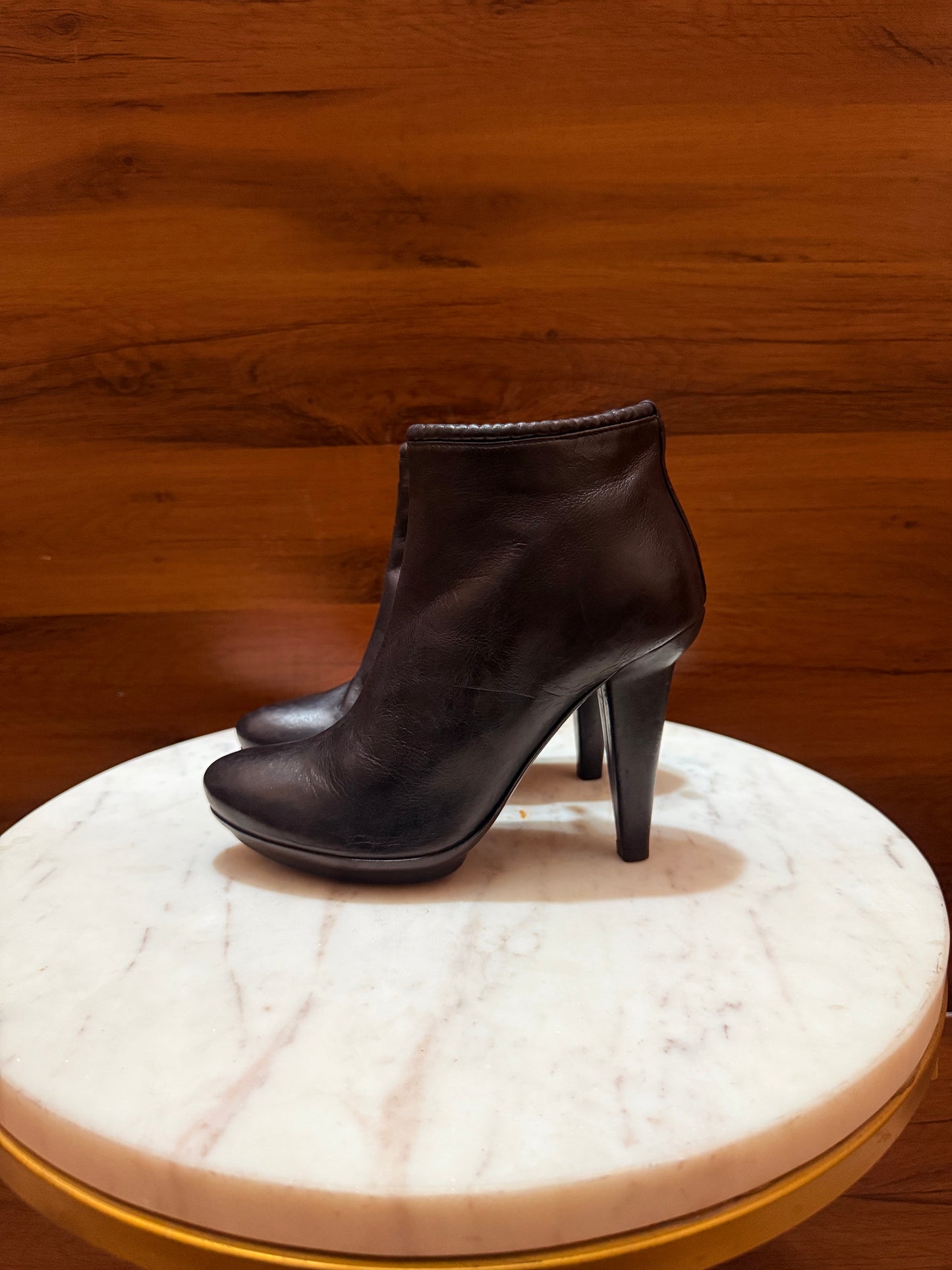 Bottega Veneta Intrecciato Trim Platform Heeled Ankle Boots