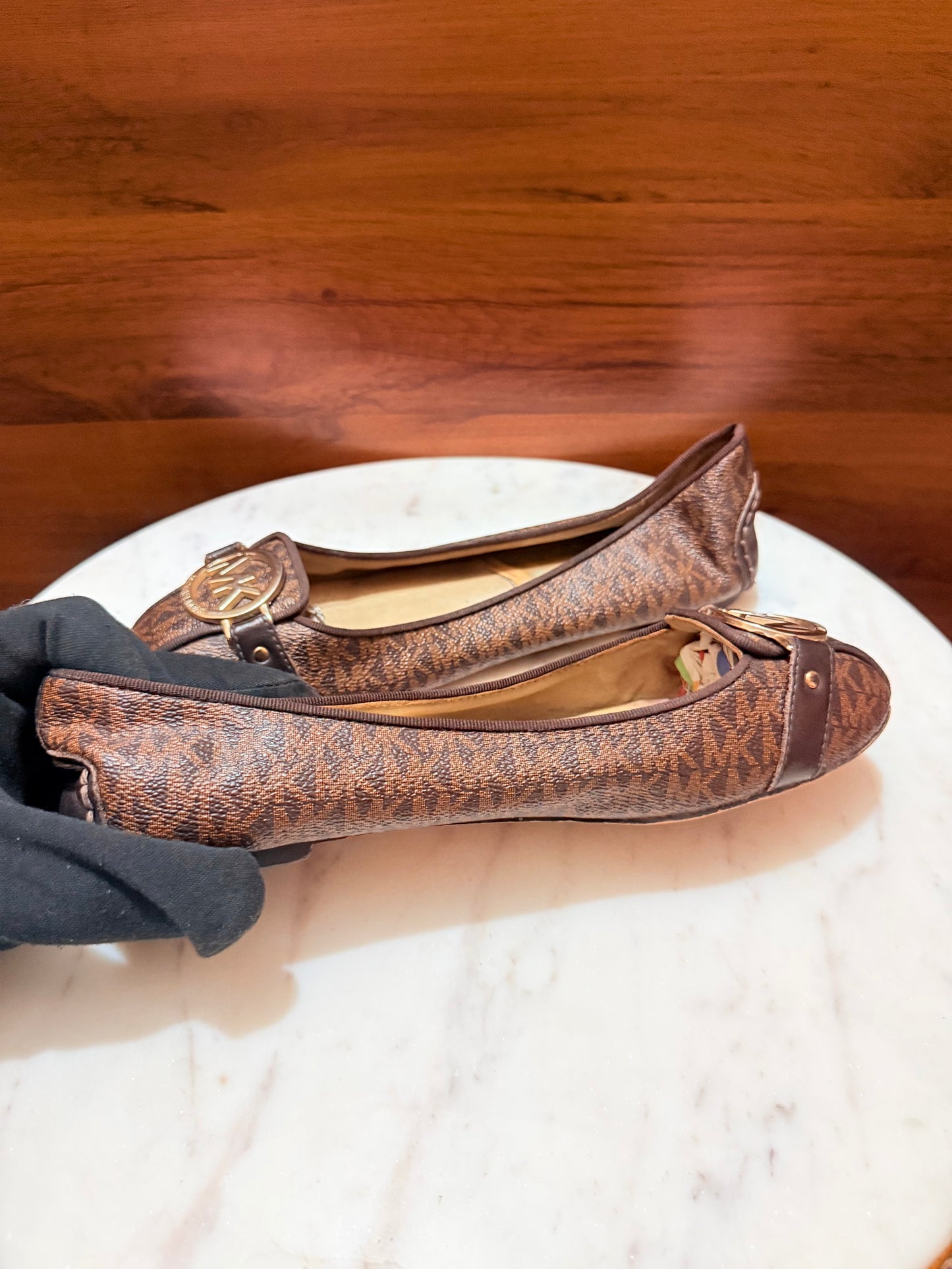 Michael Kors Fulton Monogram Canvas Logo Medallion Ballet Flats