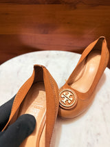 Tory Burch Reva Logo Leather Wedge Pumps