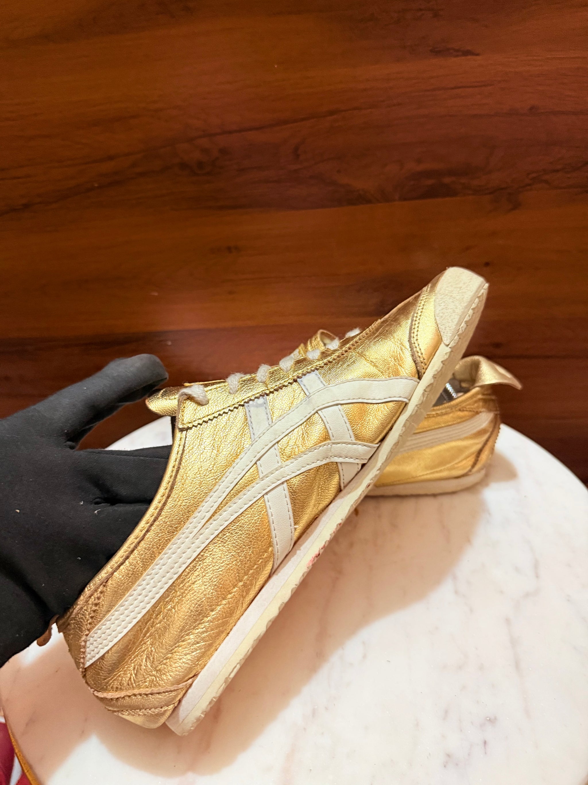 Onitsuka Tiger Mexico 66 Metallic Gold Leather Sneakers