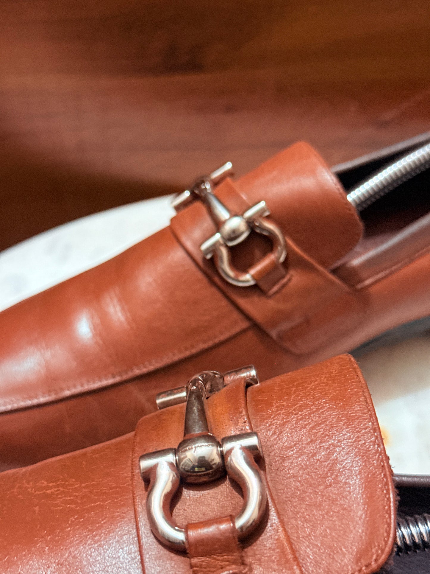 Salvatore Ferragamo Gancini Bit Leather Loafers