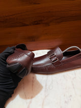 Salvatore Ferragamo Metal Bit Leather Driver Loafers