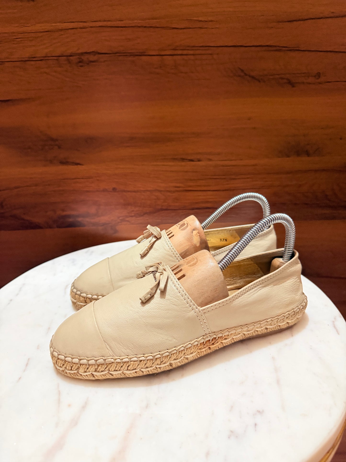 Prada Front Bow Leather Jute Espadrilles