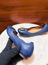 Tory Burch Minnie Travel Logo Medallion Leather Ballet Flats