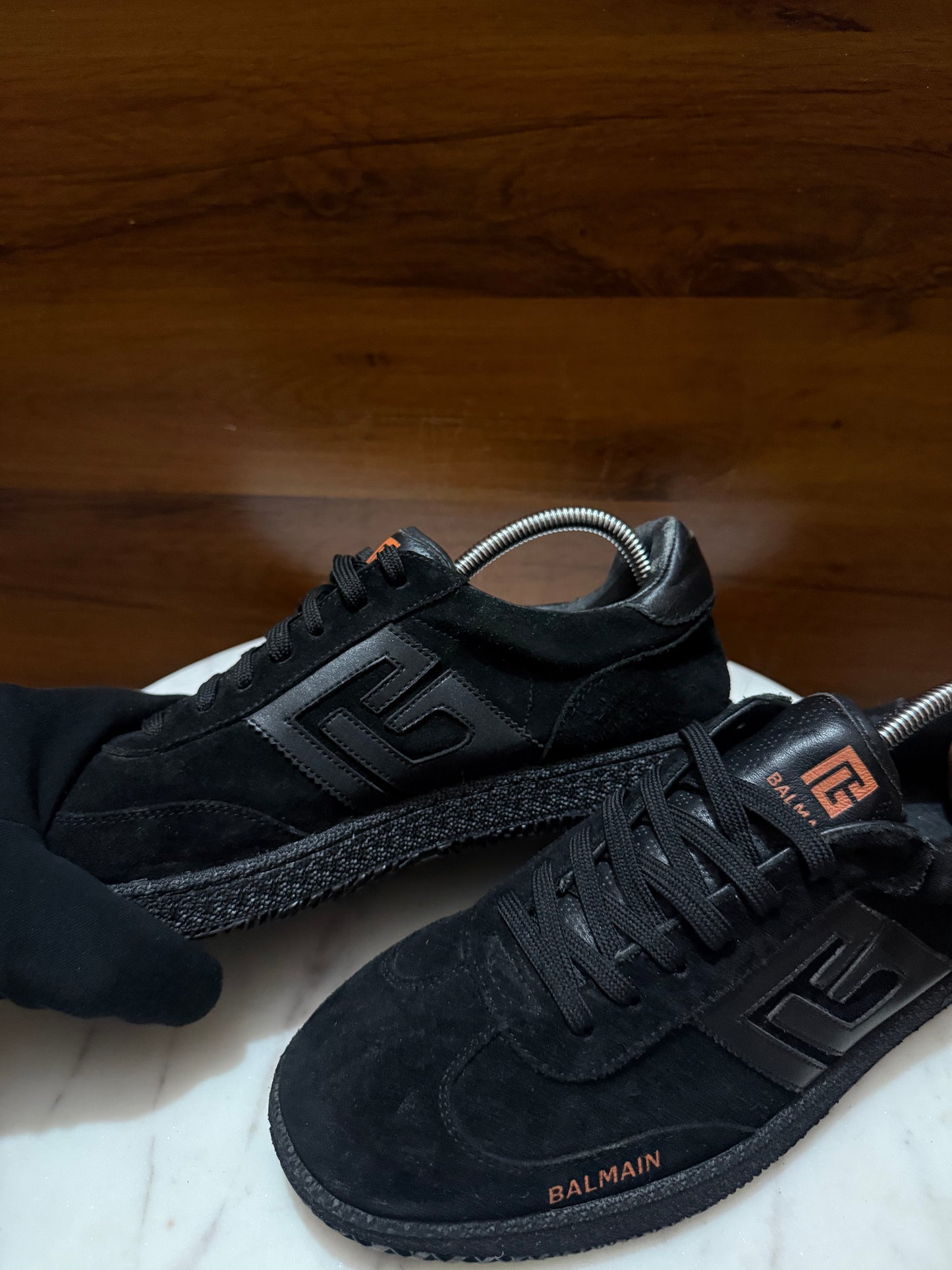 Balmain B-Court Suede & Leather Low-Top Sneakers