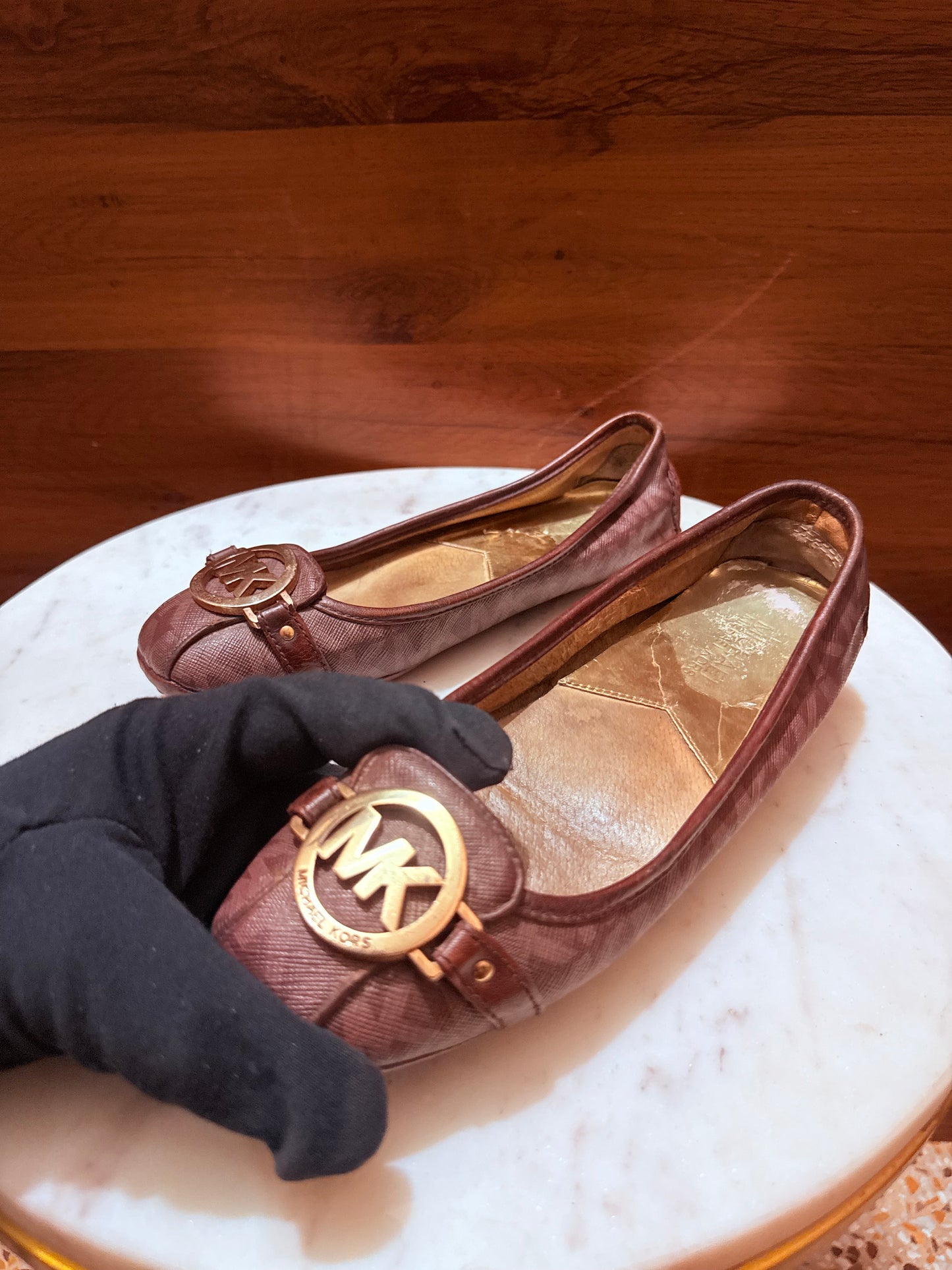 Michael Kors Fulton Signature Logo Monogram Canvas Ballet Flats