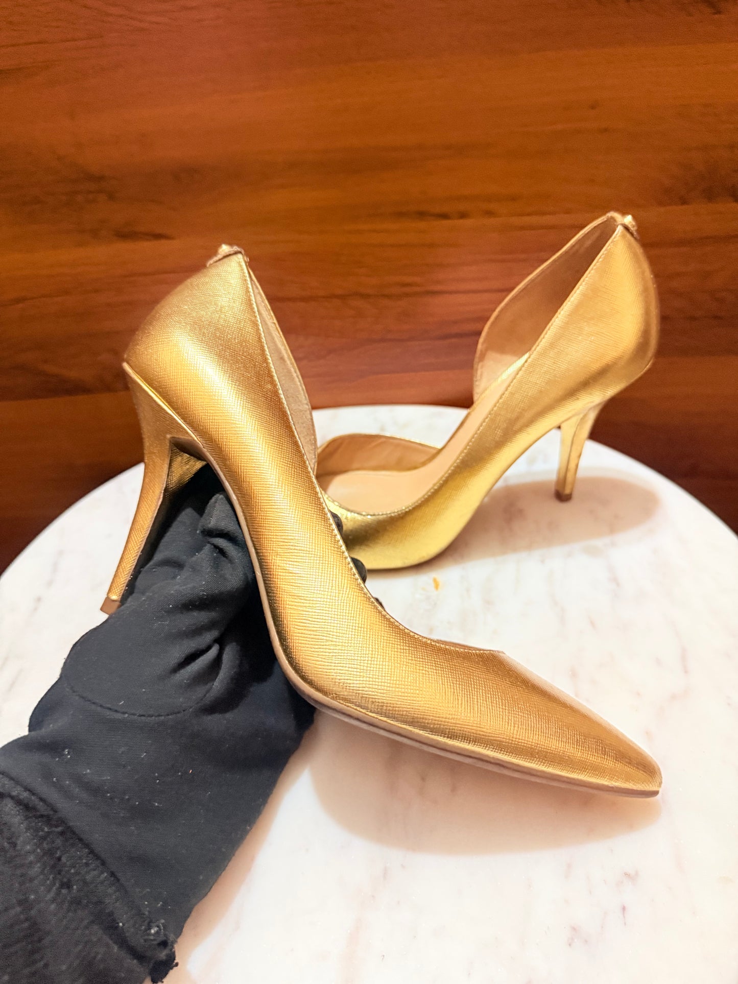 Michael Kors Metallic Saffiano Leather Pointed-Toe Pumps