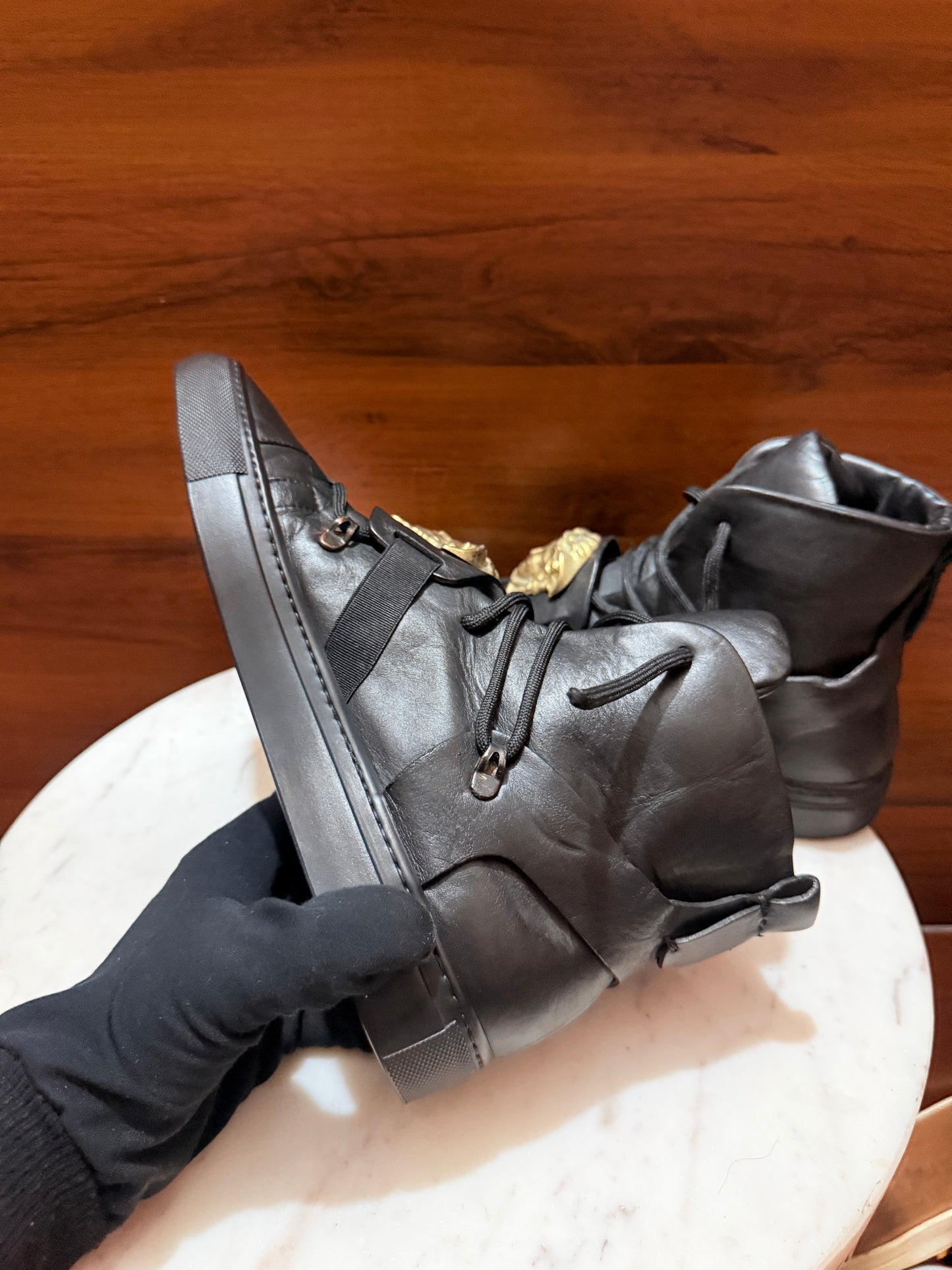 Versace Medusa Head High-Top Leather Sneakers