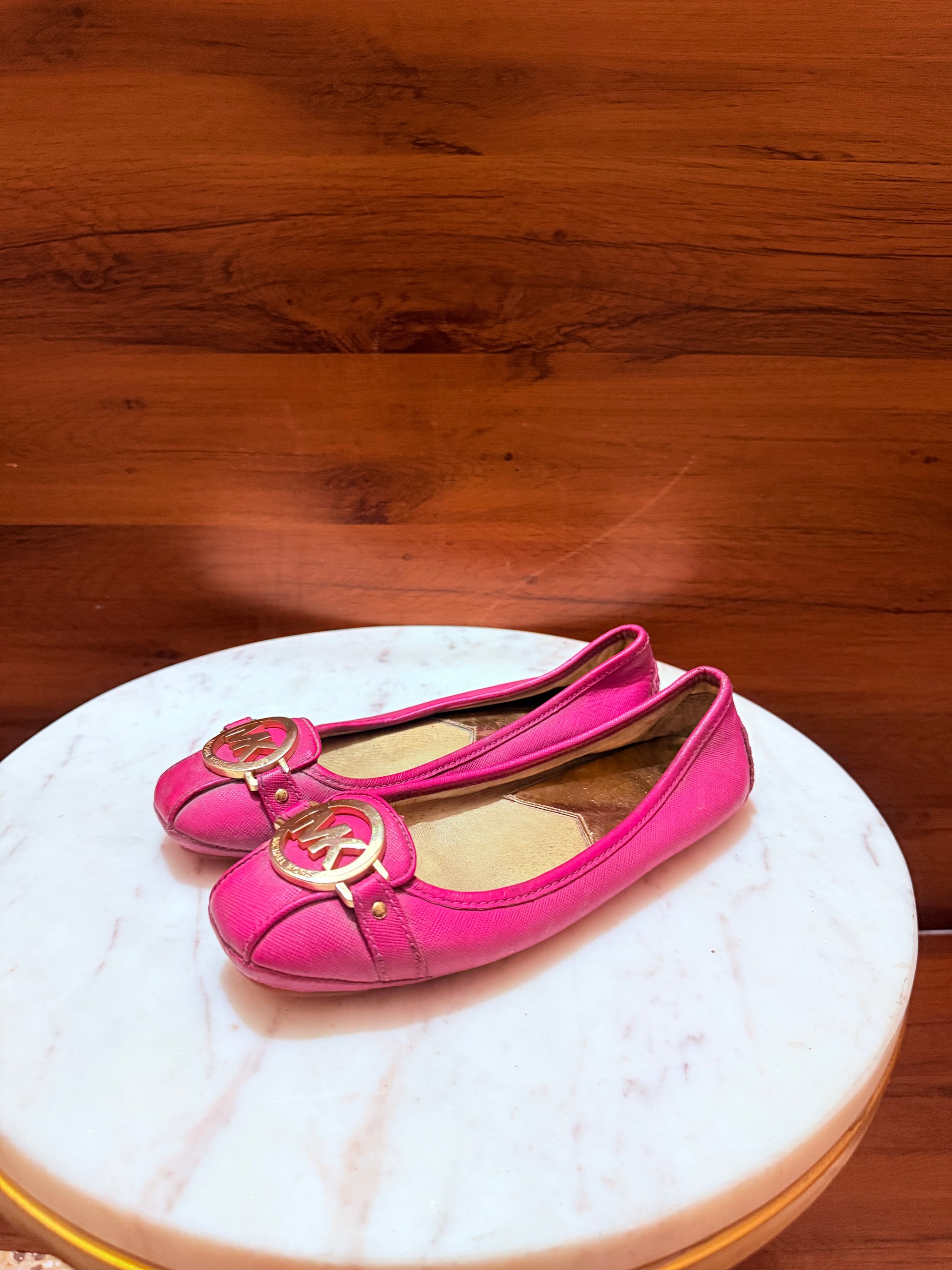 Michael Kors Fulton Logo Medallion Saffiano Leather Ballet Flats