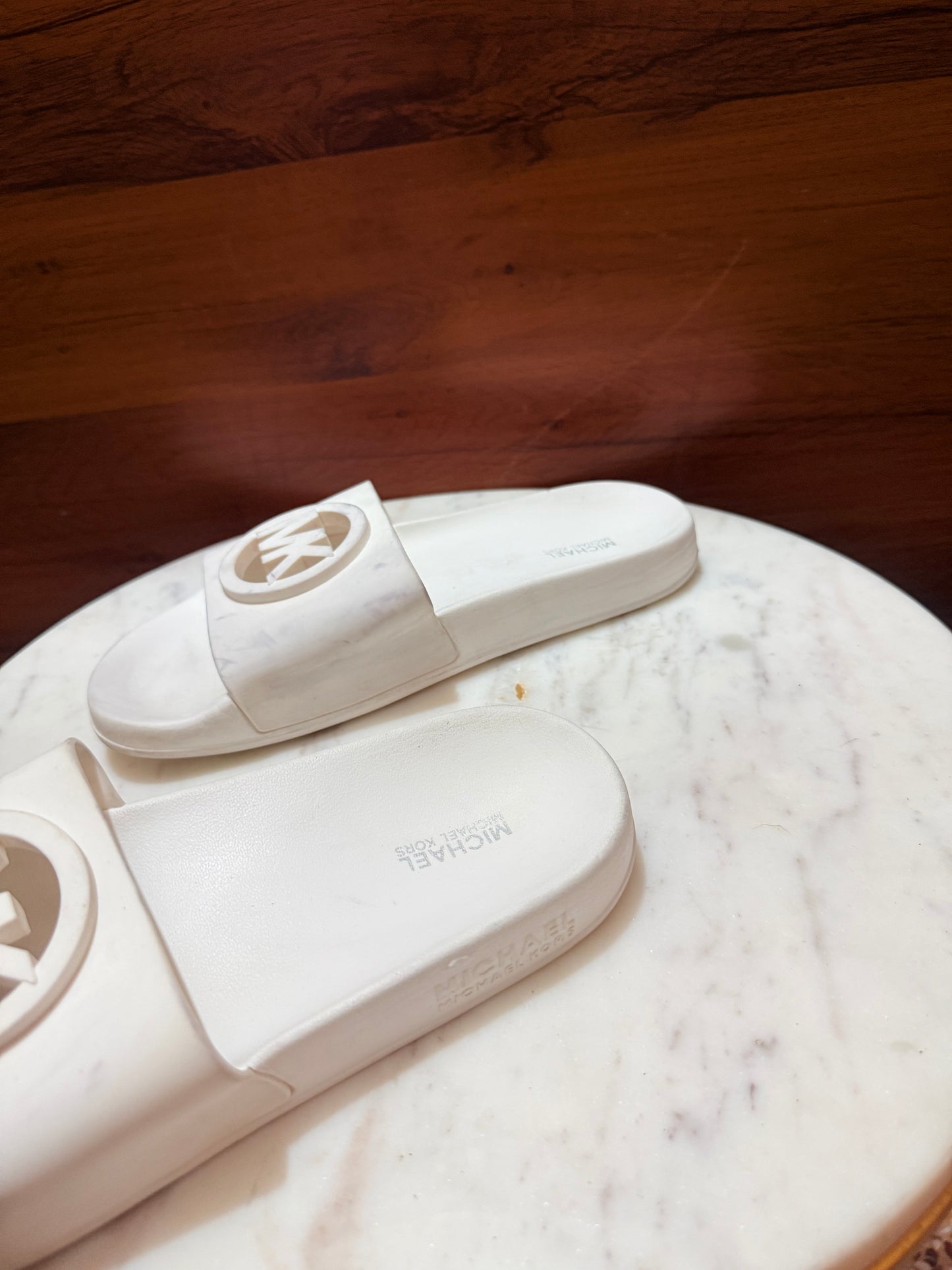 Michael Kors Raised Logo Rubber Slide Sandals