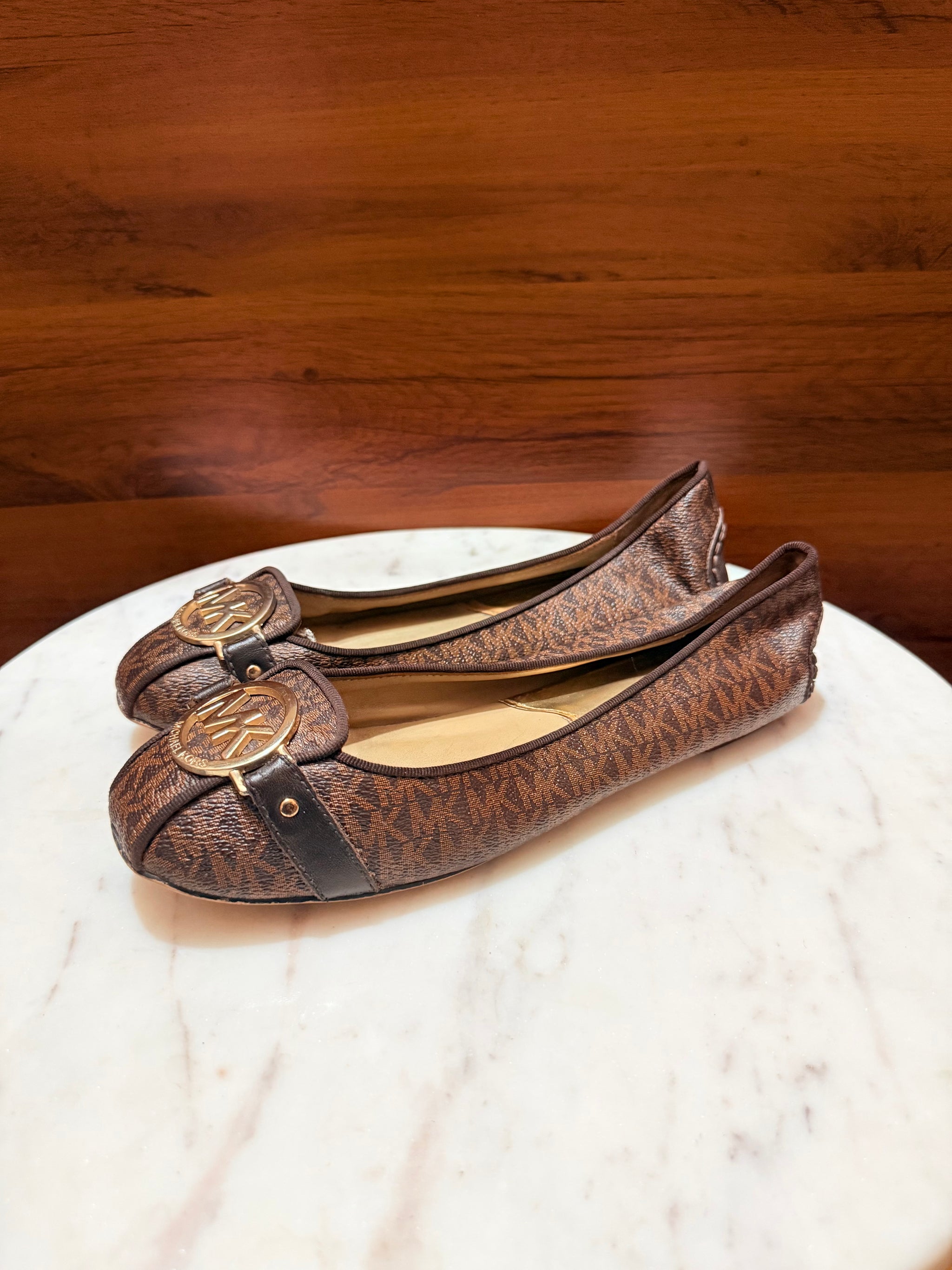 Michael Kors Fulton Monogram Canvas Logo Medallion Ballet Flats