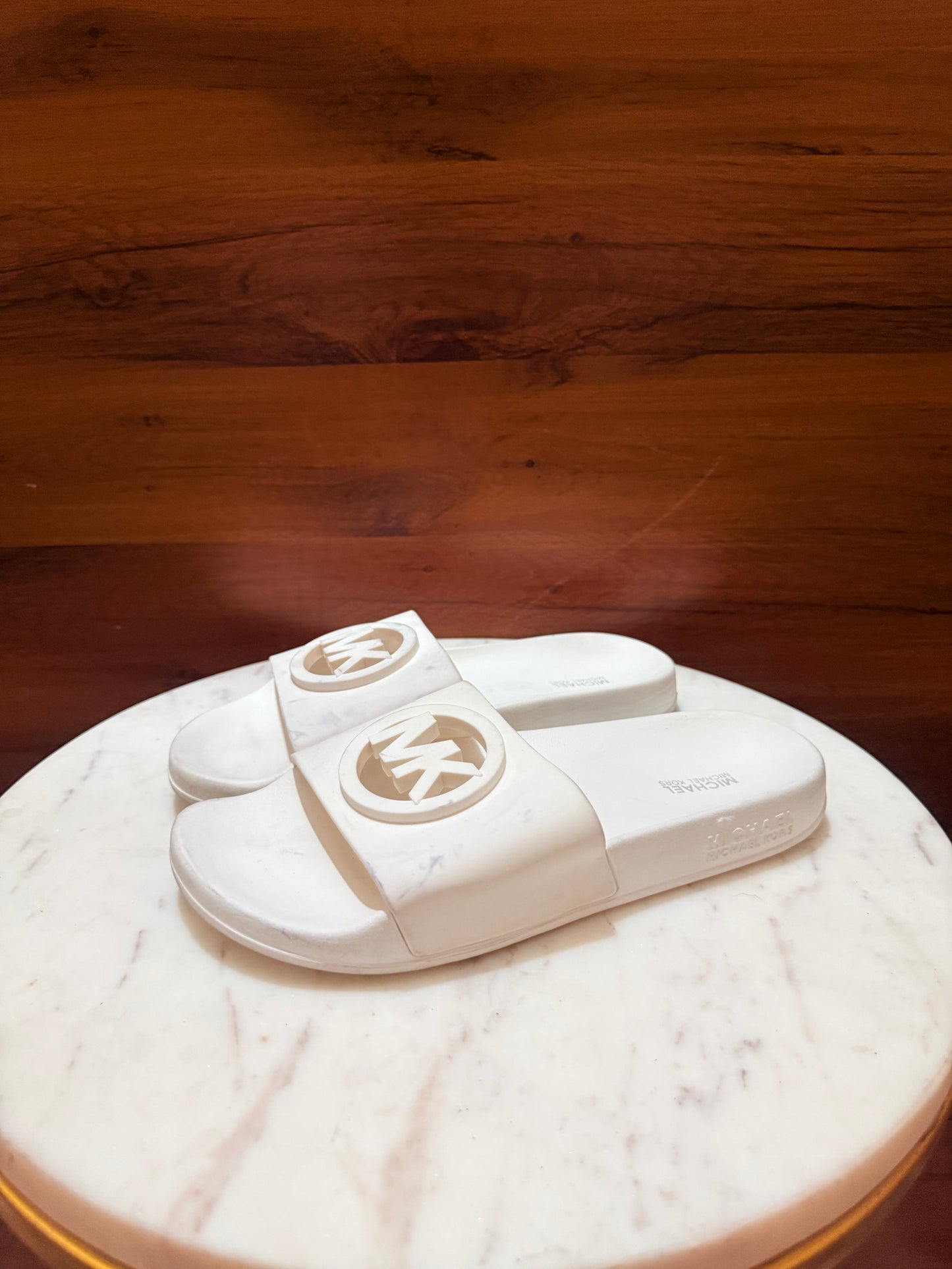 Michael Kors Raised Logo Rubber Slide Sandals