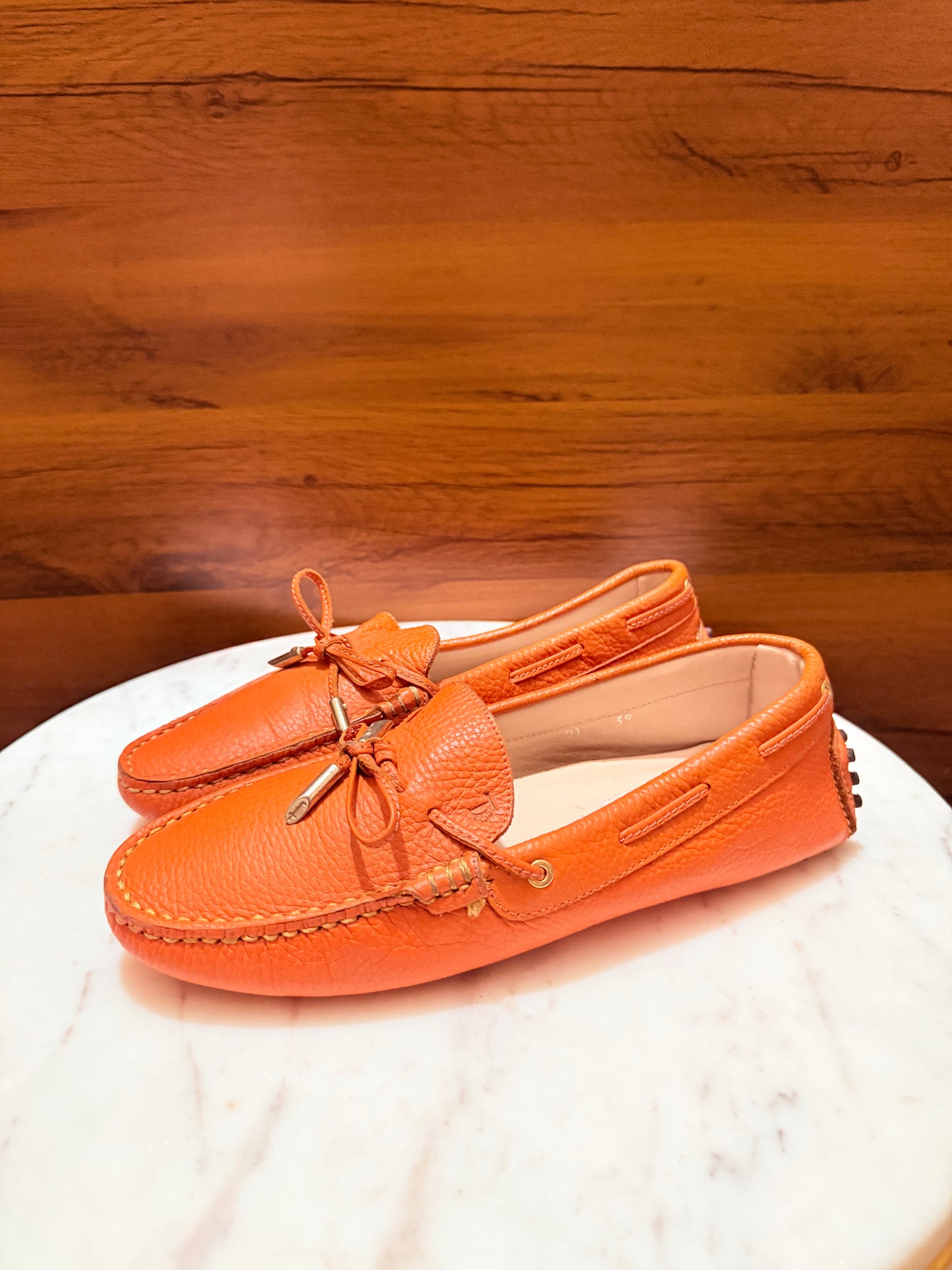 Tod's City Laccetto Front Tie Grainy Leather Gommino Driver Loafers