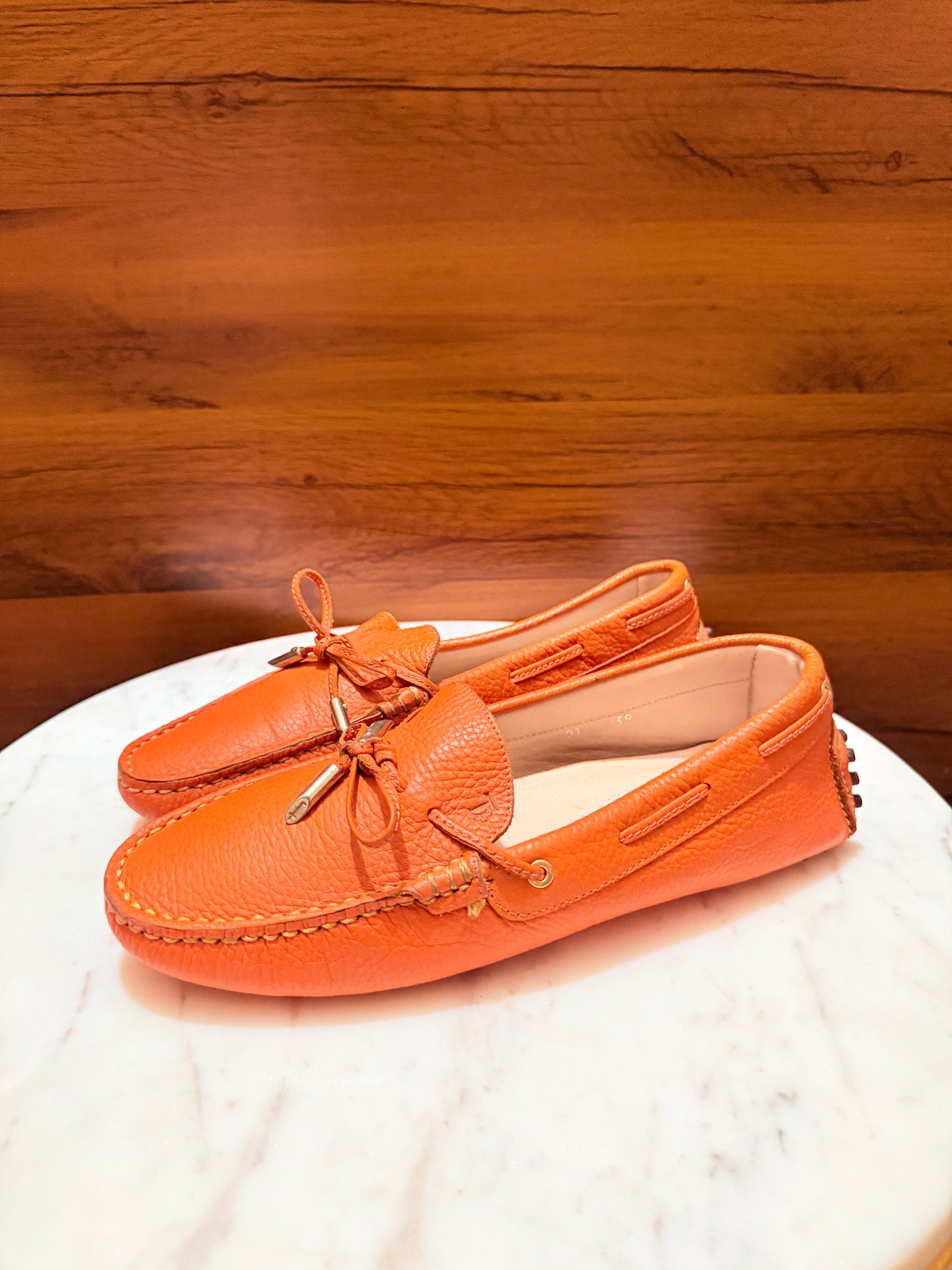 Tod's City Laccetto Front Tie Grainy Leather Gommino Driver Loafers