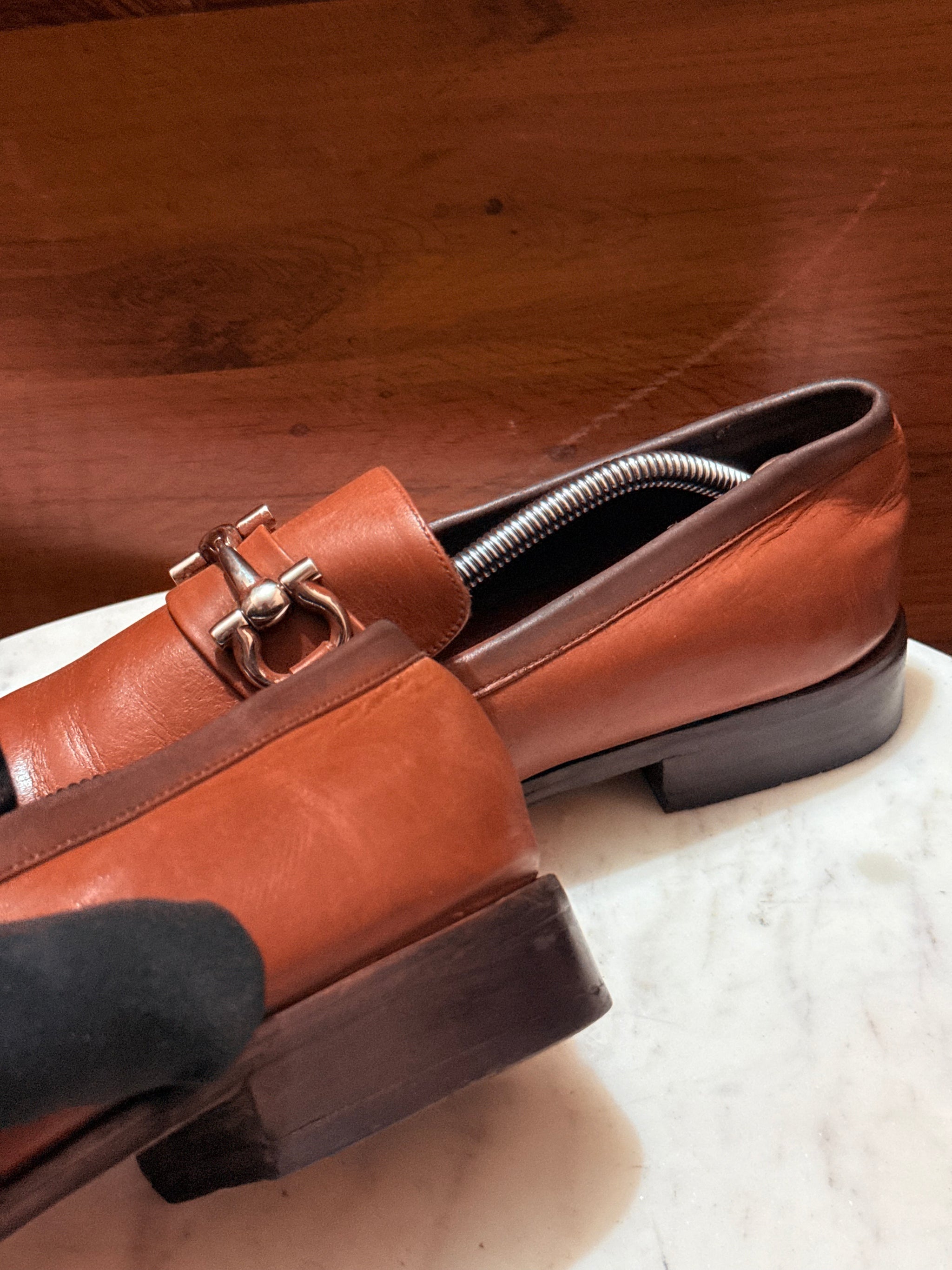 Salvatore Ferragamo Gancini Bit Leather Loafers