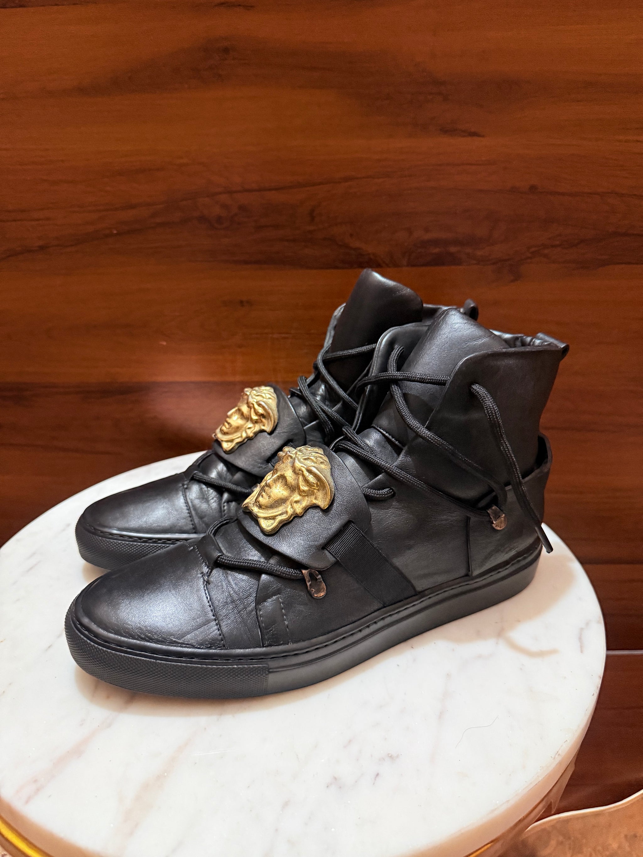 Versace Medusa Head High-Top Leather Sneakers