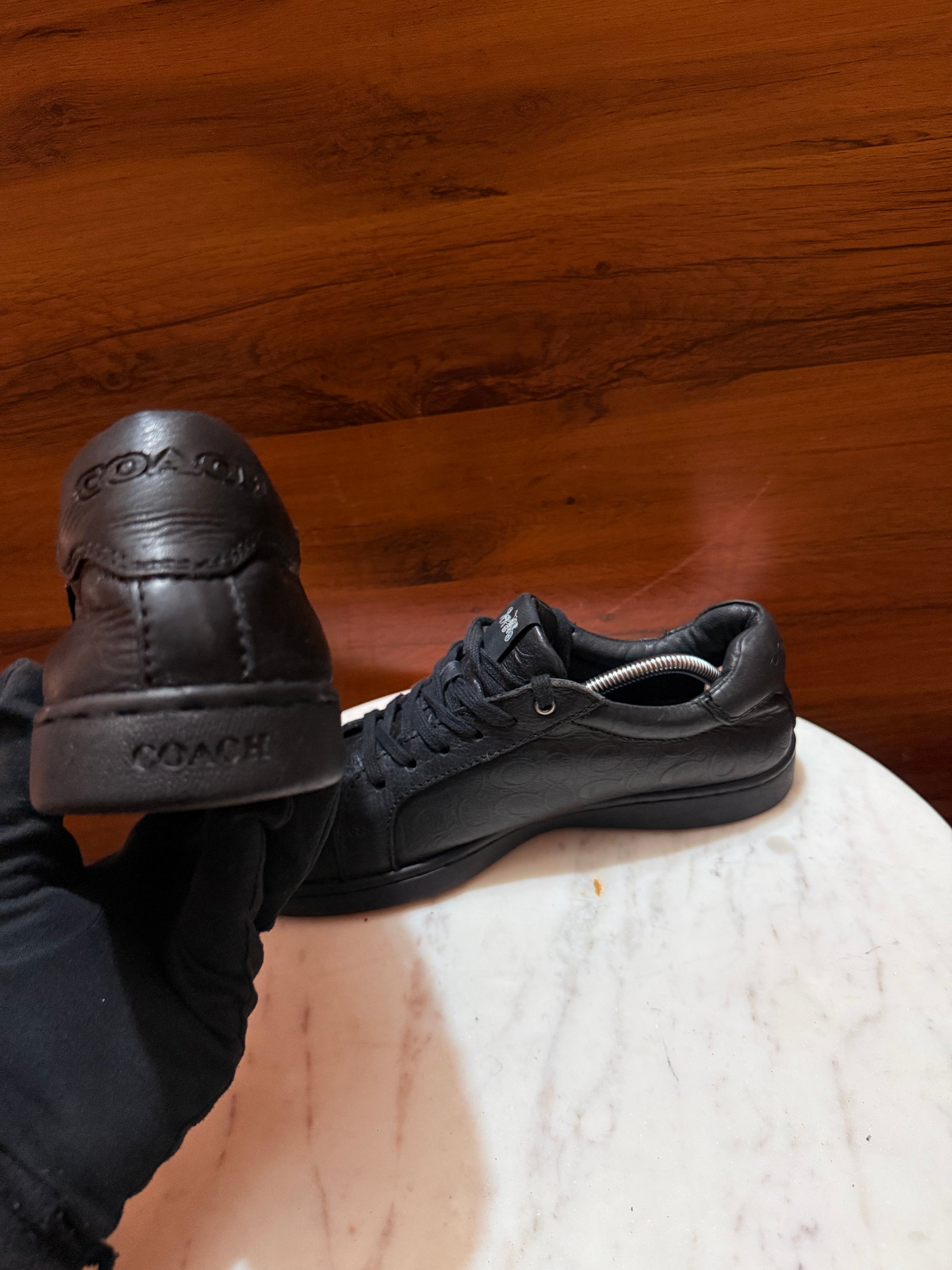 Coach Signature Monogram Embossed Leather Low-Top Sneakers