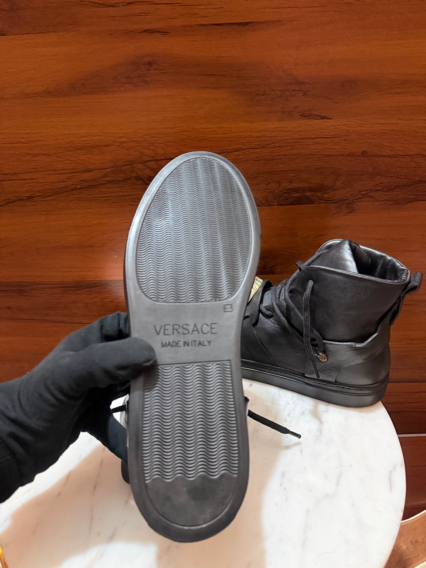 Versace Medusa Head High-Top Leather Sneakers