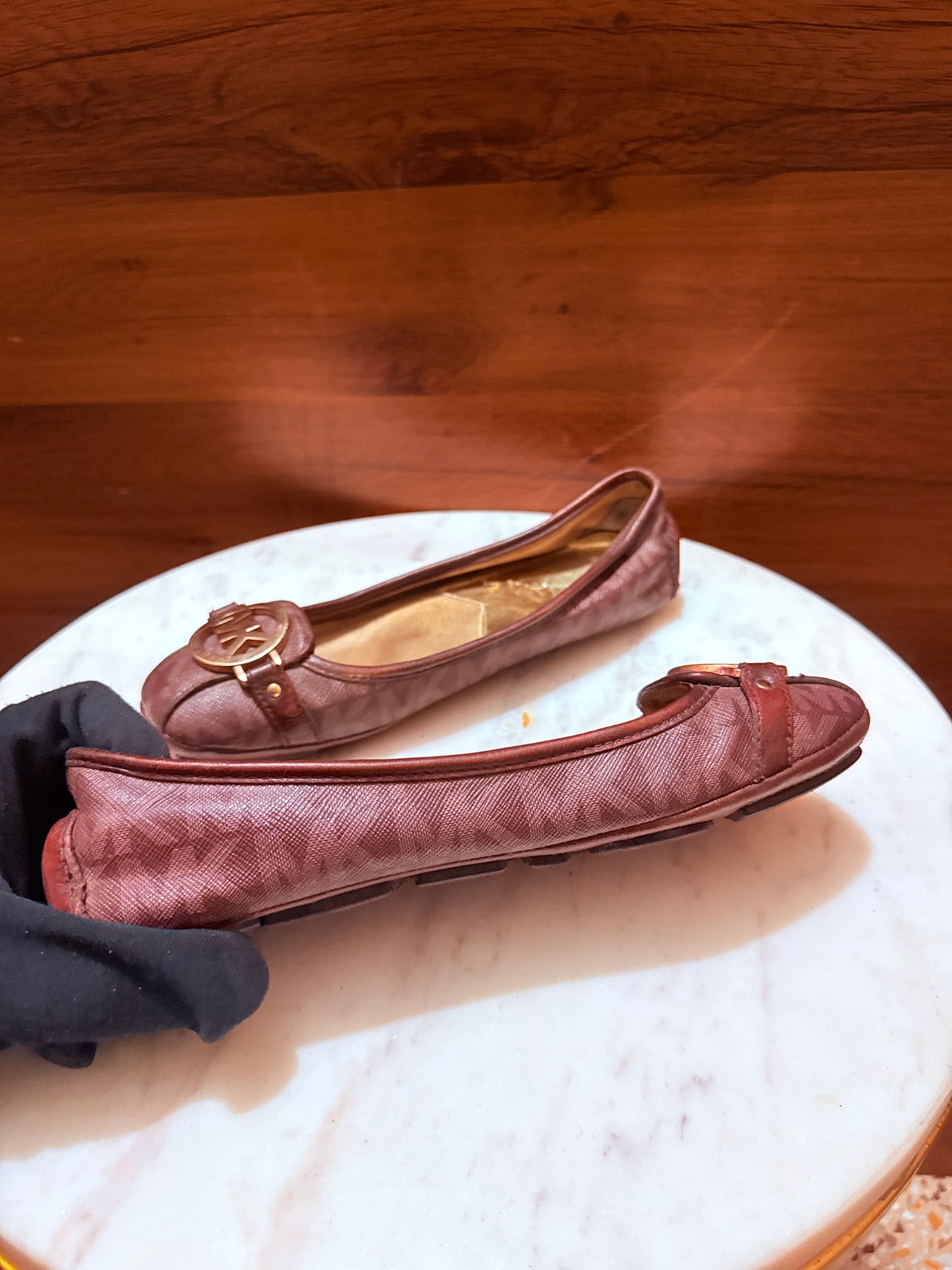 Michael Kors Fulton Signature Logo Monogram Canvas Ballet Flats