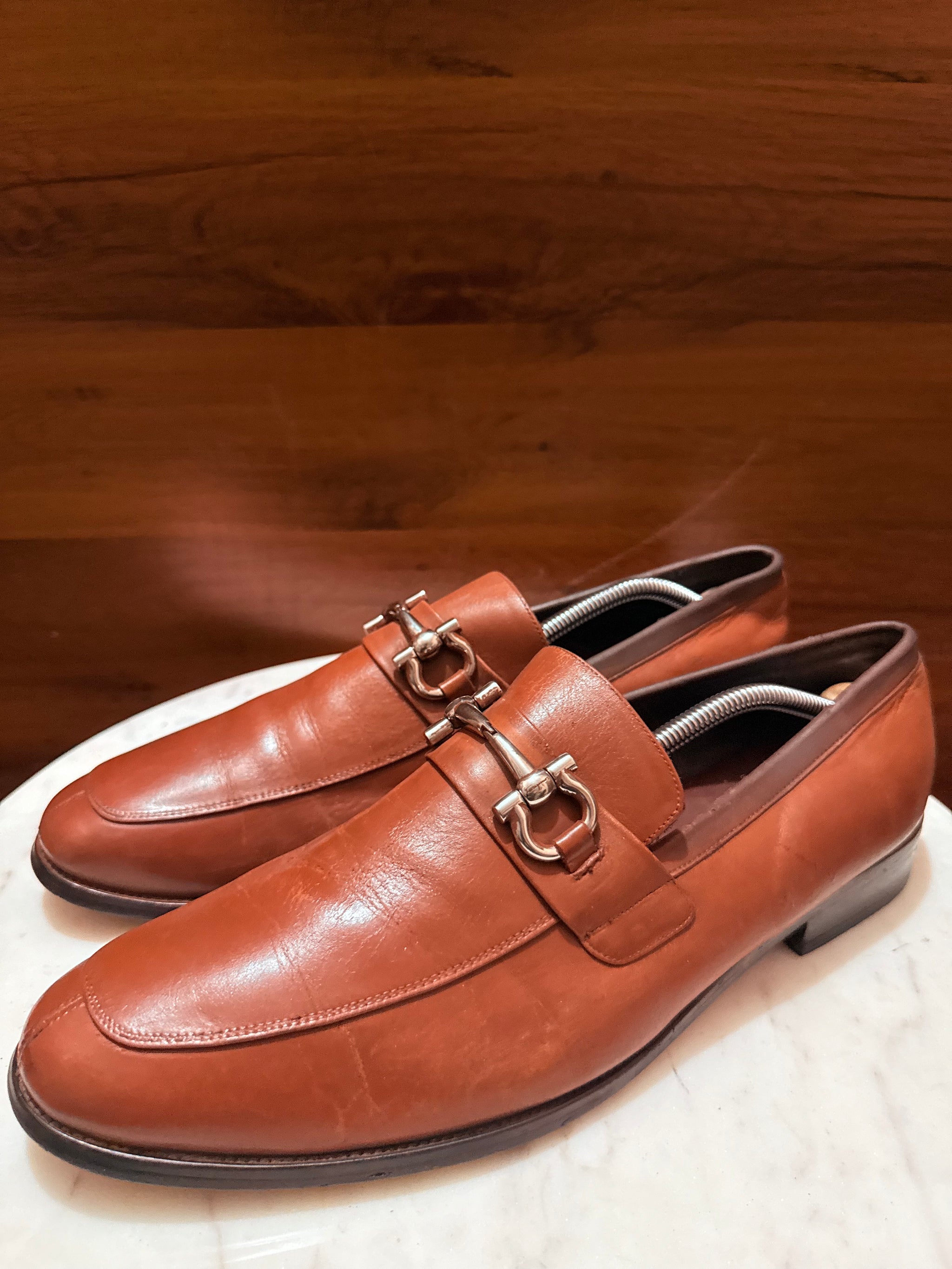 Salvatore Ferragamo Gancini Bit Leather Loafers