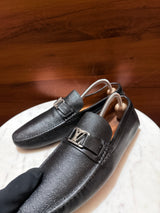 Louis Vuitton LV Initial Buckle Textured Leather Driver Loafers